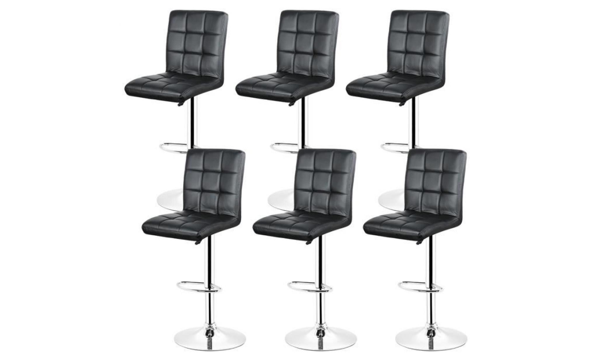 bacher 6 x tabourets de bar noir chaise reglable tabouret pivotant