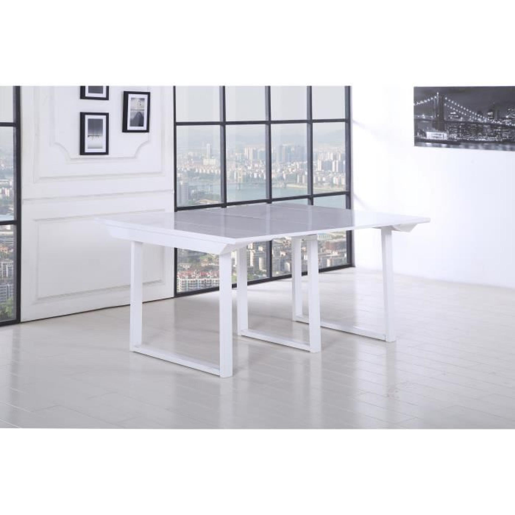 BACK Table console extensible 120x50-250cm blanc laqué pas cher