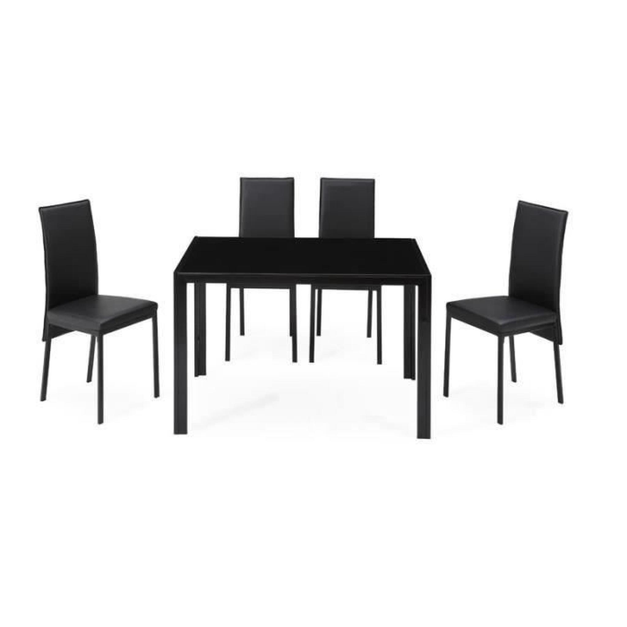 BALTO Ensemble table à manger + 4 chaises en simili noir 120x75cm pas cher