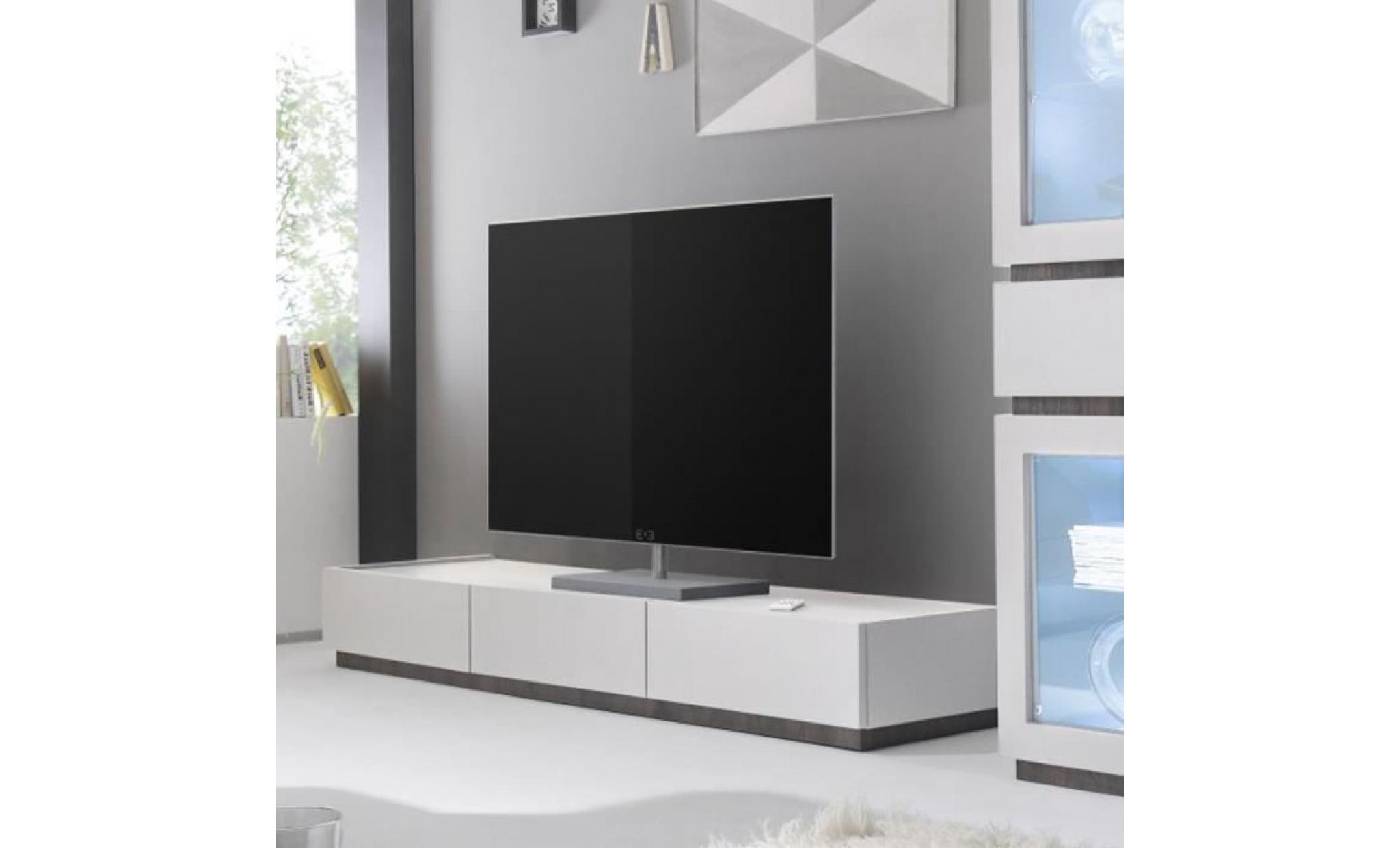 banc tv design blanc 3 tiroirs valerona 2