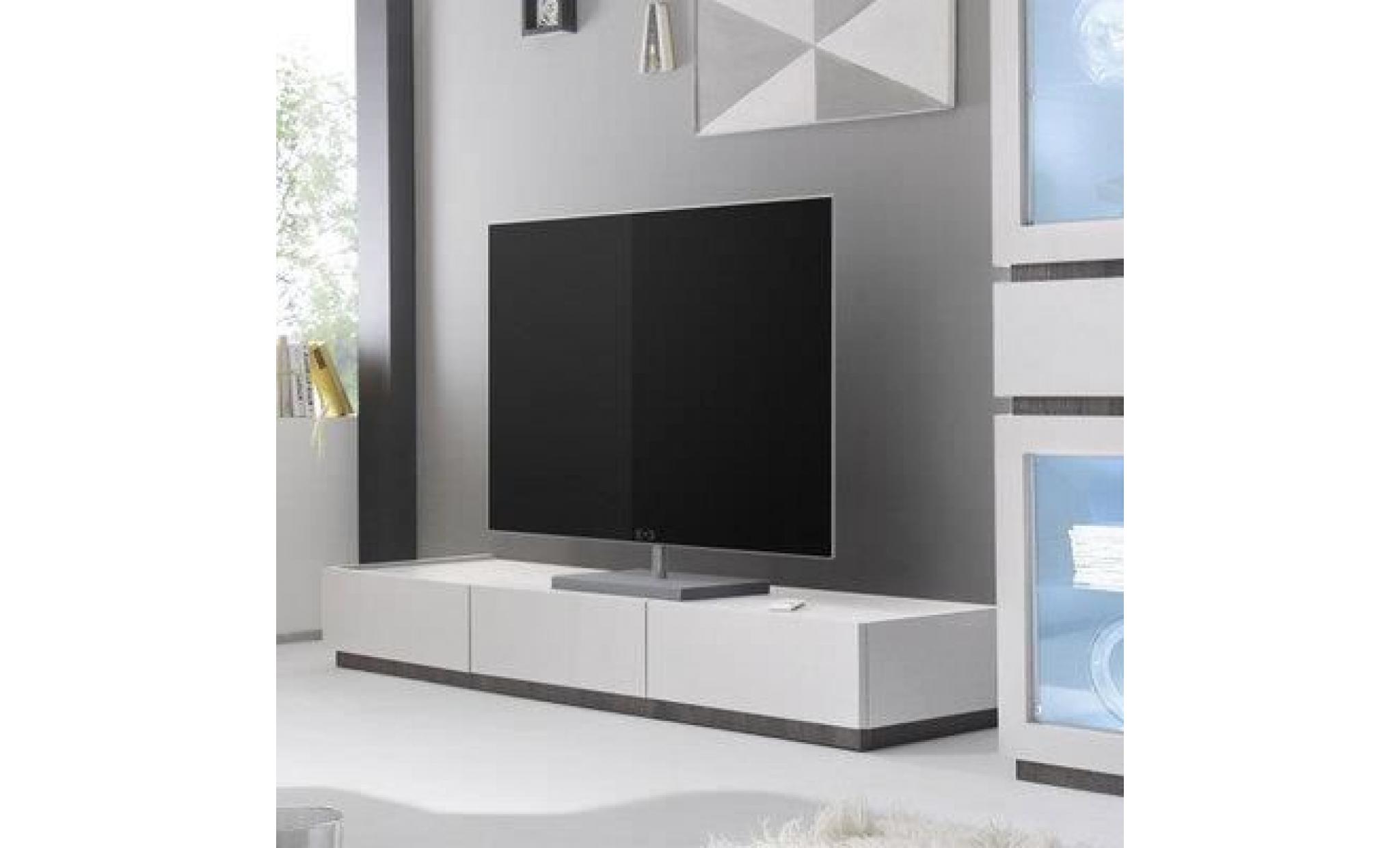 banc tv design blanc 3 tiroirs valerona 2 pas cher
