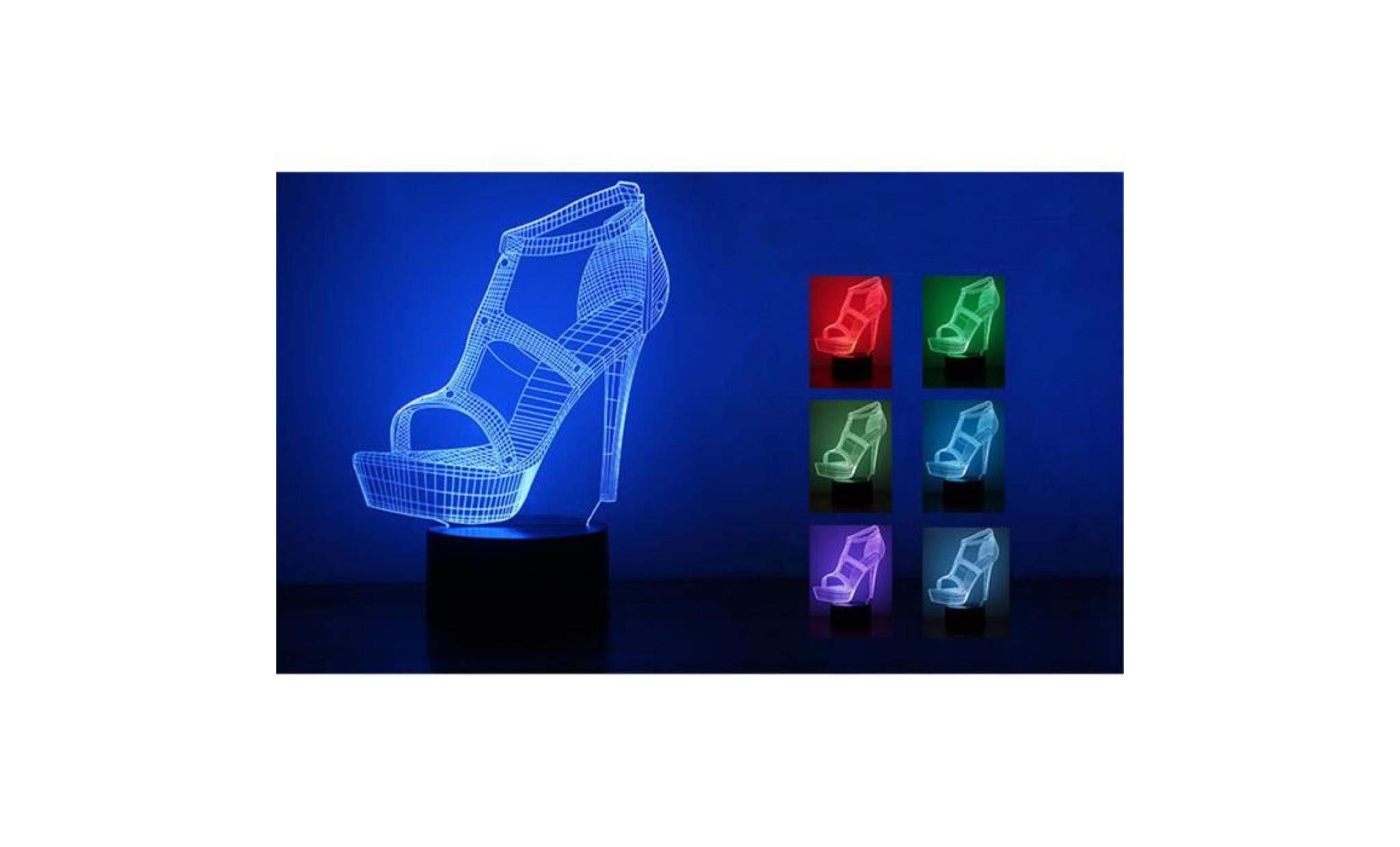 banconre®chaussures 3d led night light lamps illusion optique 7 couleurs pour la maison@zf53 pas cher