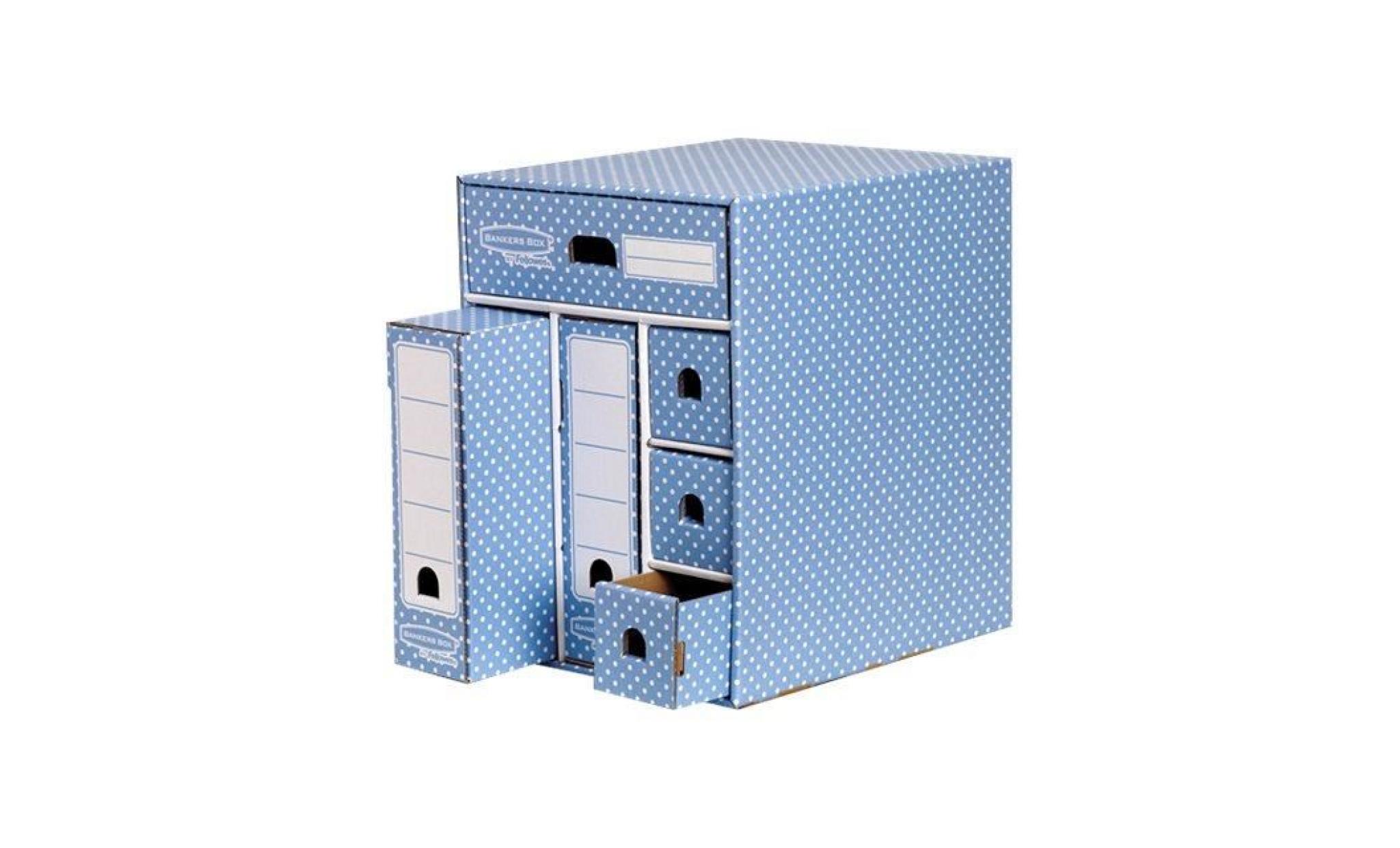 bankers box multi unit bloc de classement à tiroirs paysage blanc, bleu pas cher