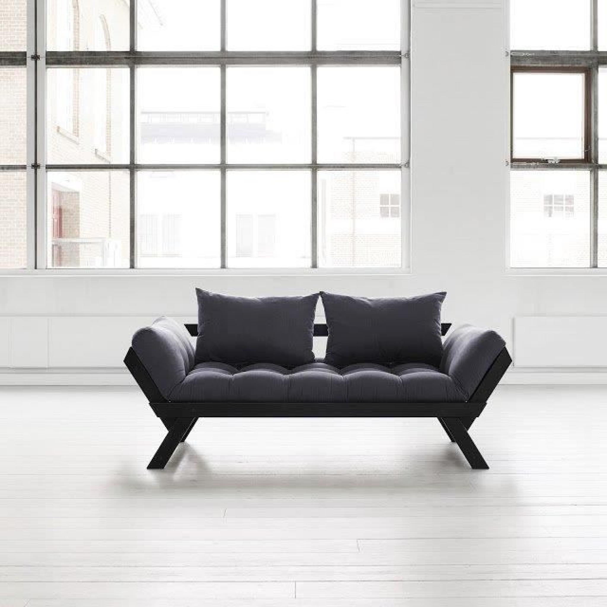 Banquette méridienne noire futon grey graphite BEBOP couchage 75*200cm
