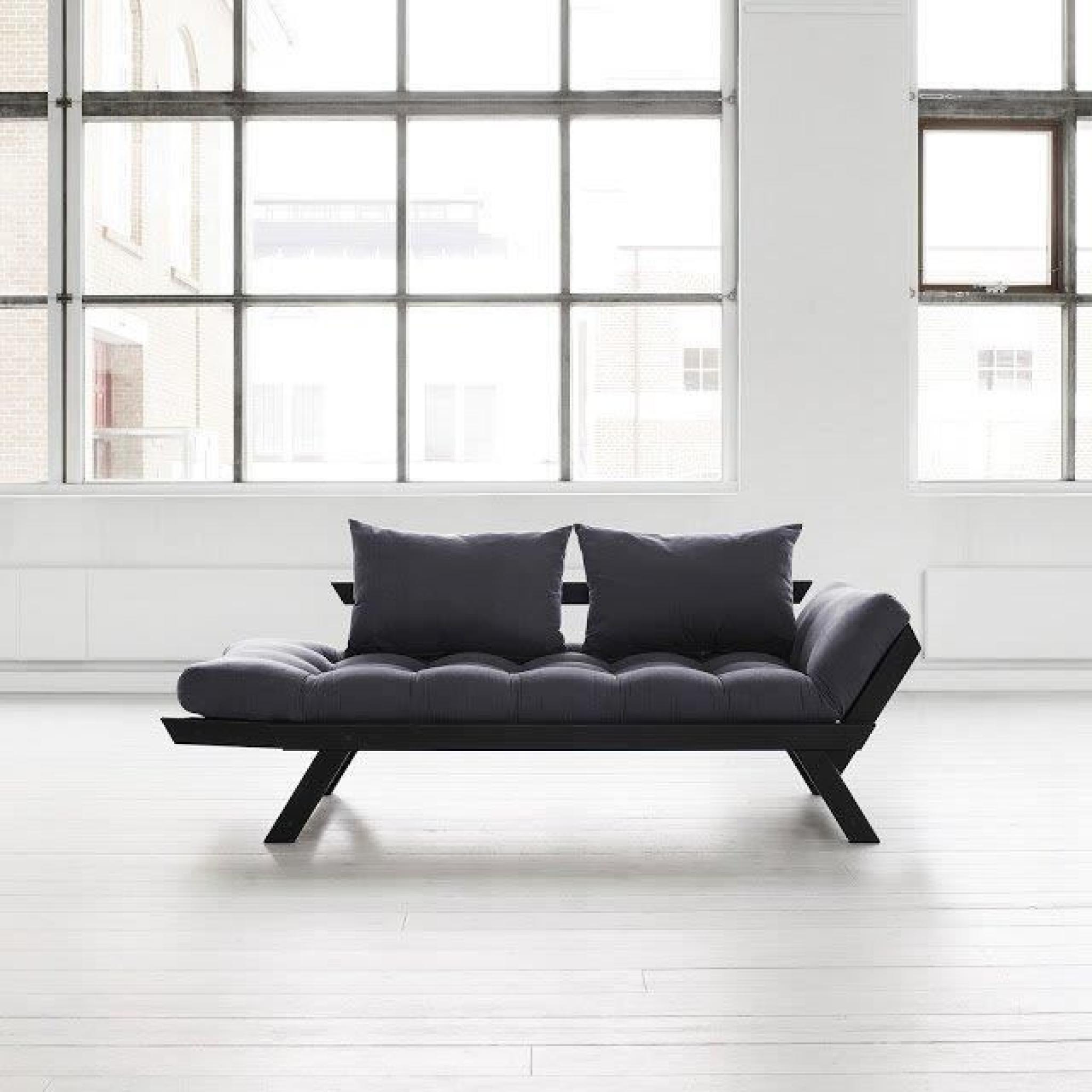 Banquette méridienne noire futon grey graphite BEBOP couchage 75*200cm pas cher