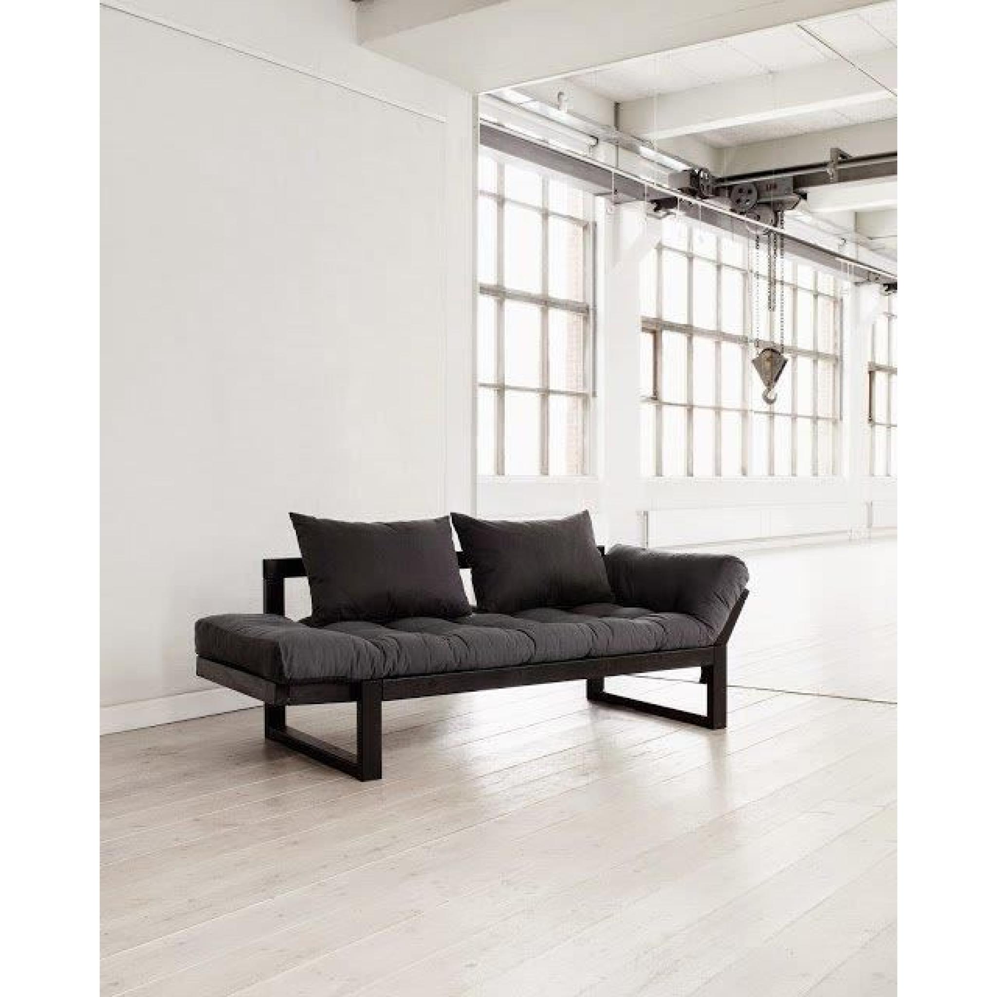 Banquette méridienne noire futon grey graphite EDGE couchage 75*200cm