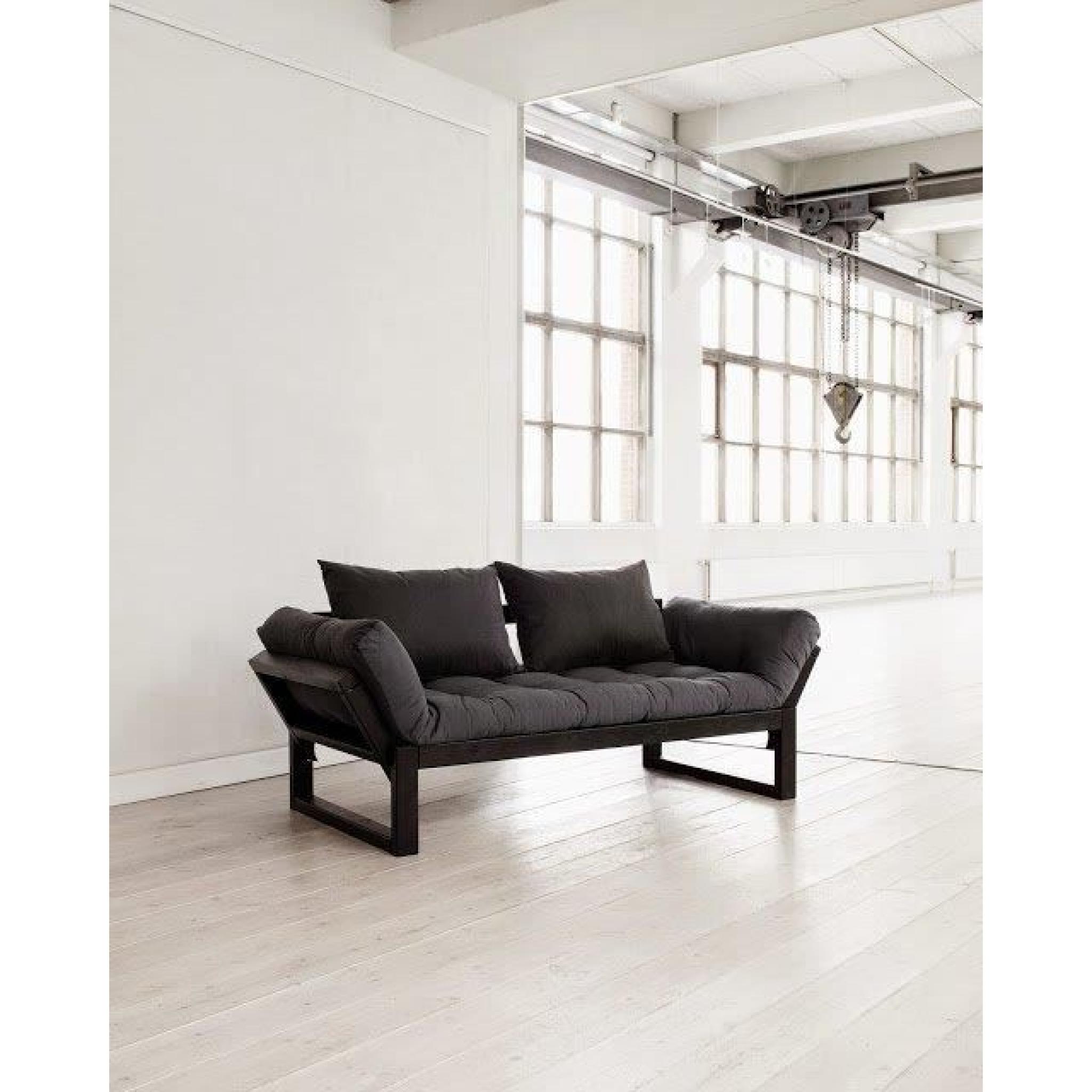 Banquette méridienne noire futon grey graphite EDGE couchage 75*200cm pas cher
