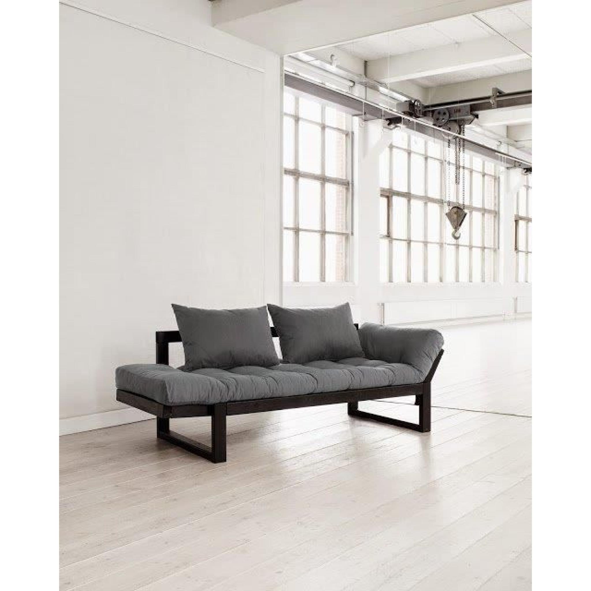 Banquette méridienne noire futon gris EDGE couchage 75*200cm