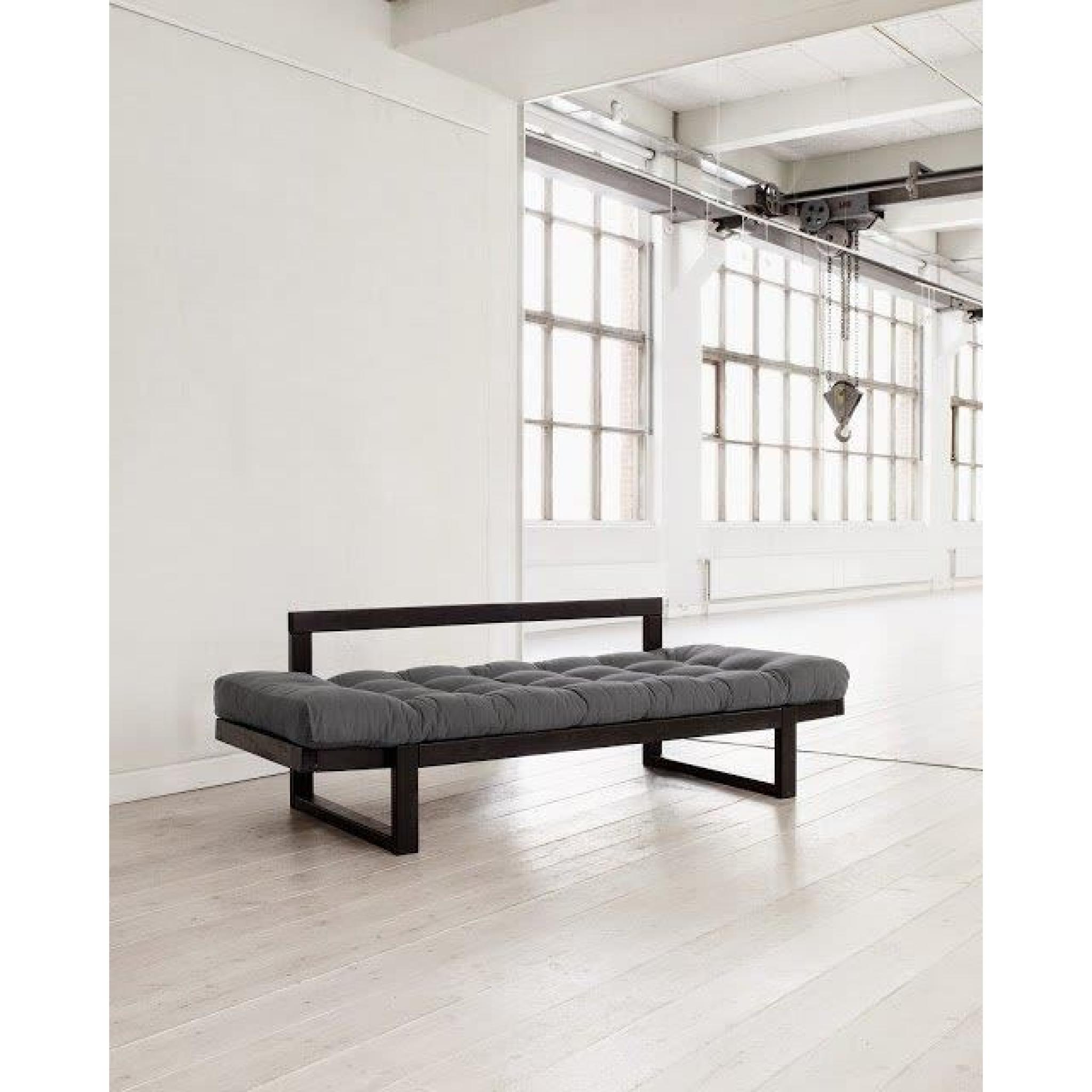Banquette méridienne noire futon gris EDGE couchage 75*200cm pas cher