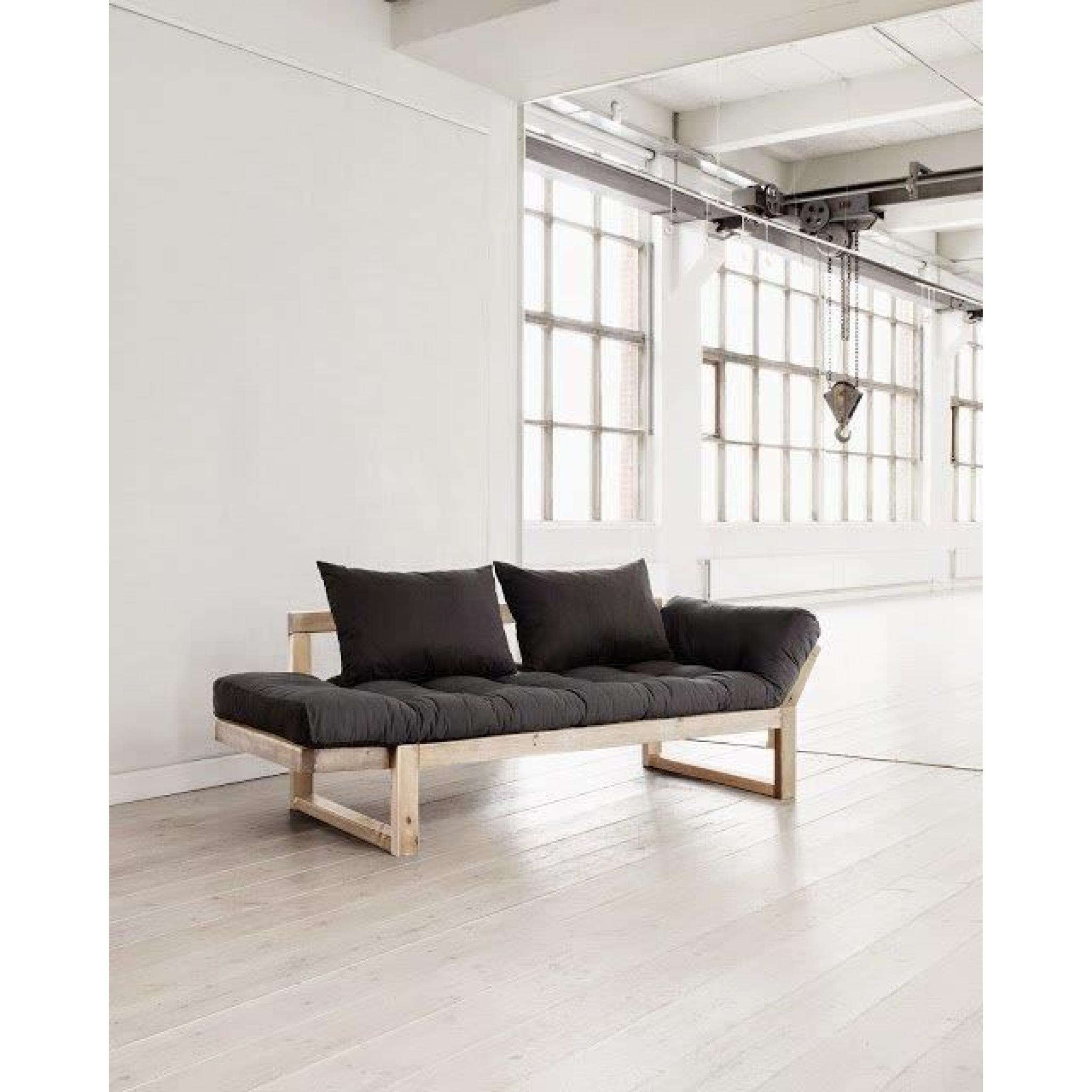 Banquette méridienne style scandinave futon grey graphite EDGE couchage 75*200cm