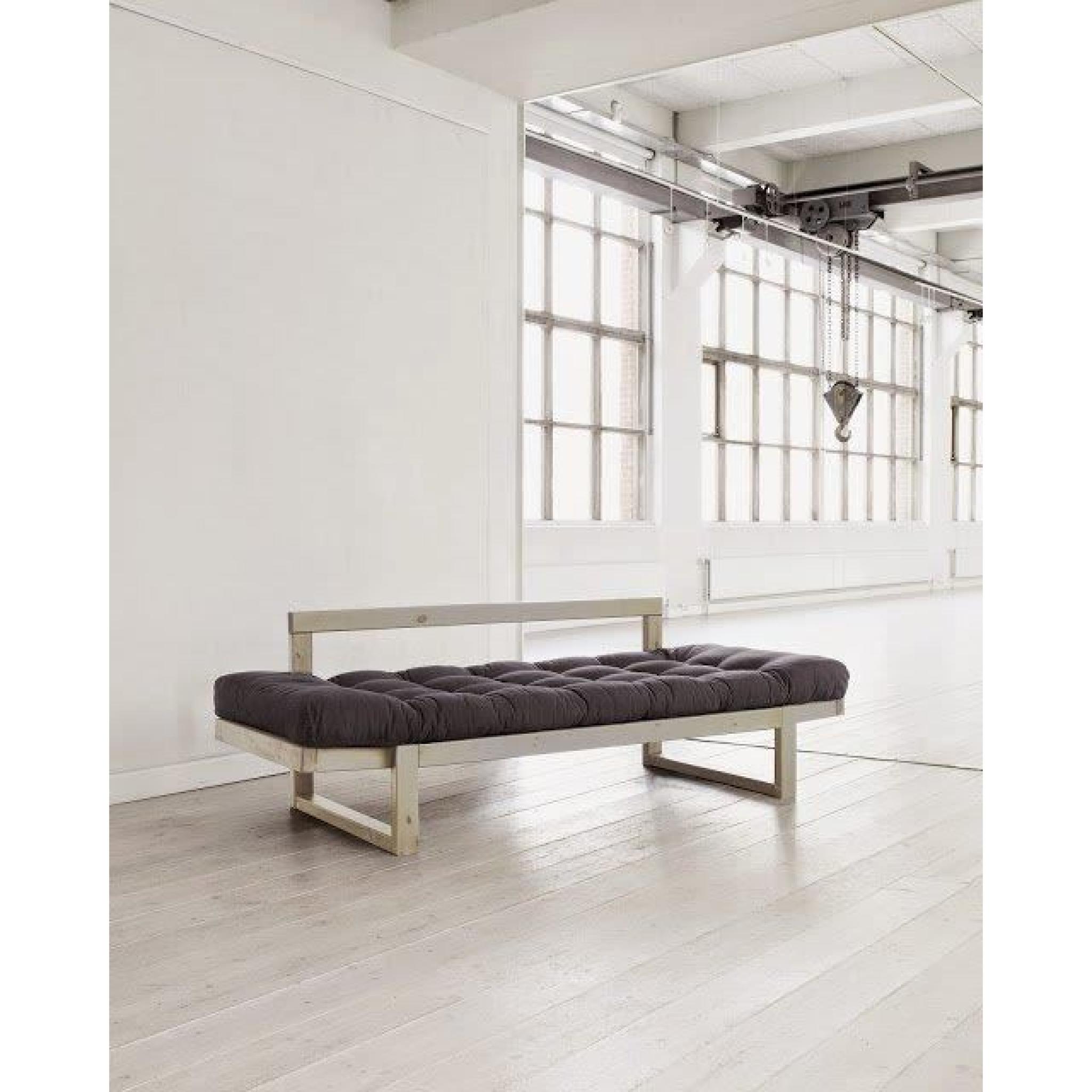 Banquette méridienne style scandinave futon grey graphite EDGE couchage 75*200cm pas cher