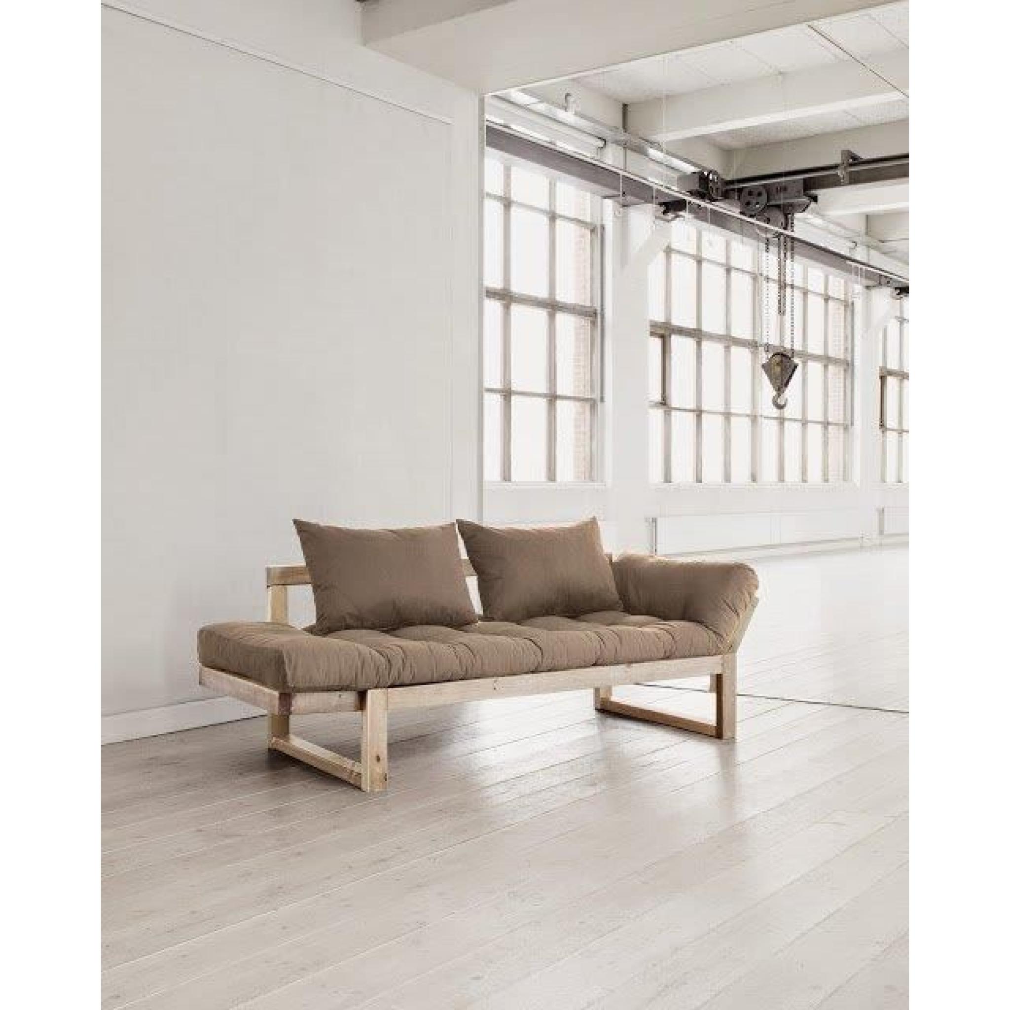 Banquette méridienne style scandinave futon taupe EDGE couchage 75*200cm