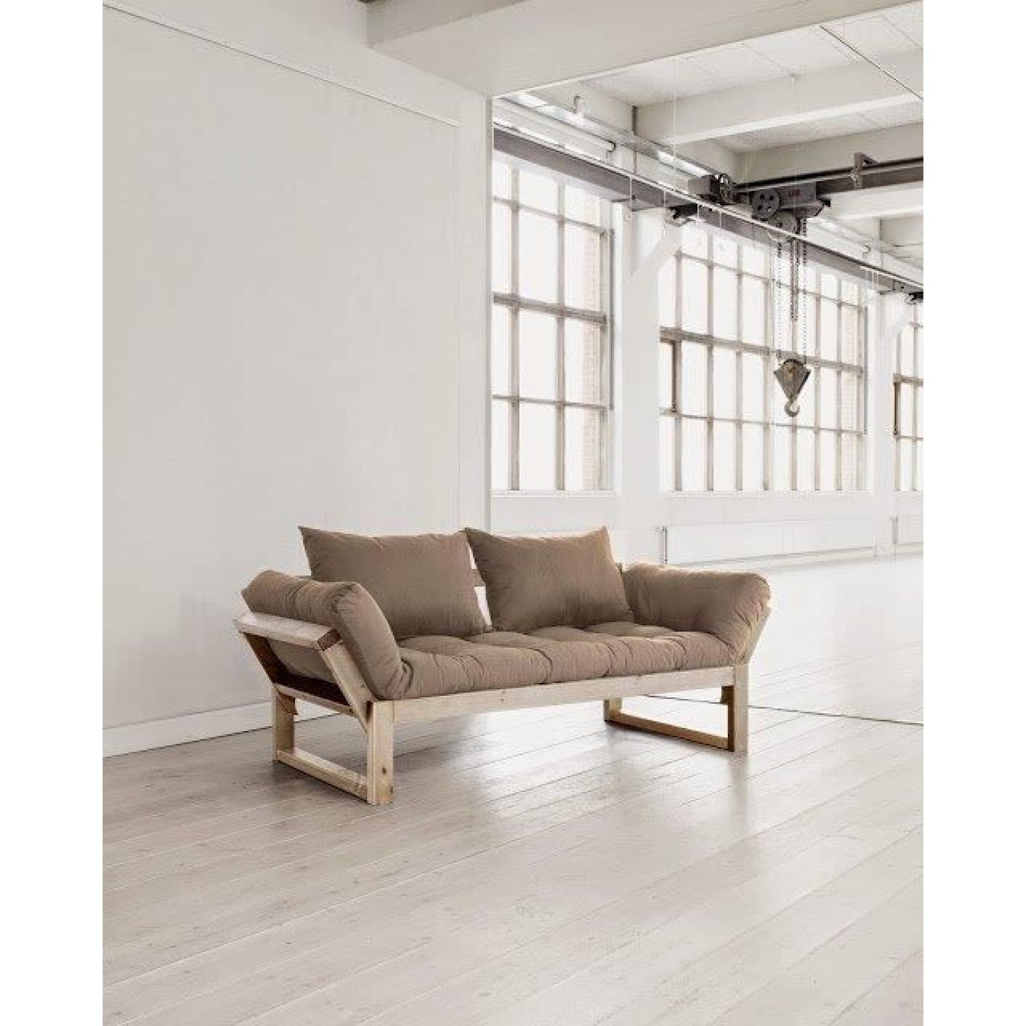 Banquette méridienne style scandinave futon taupe EDGE couchage 75*200cm pas cher