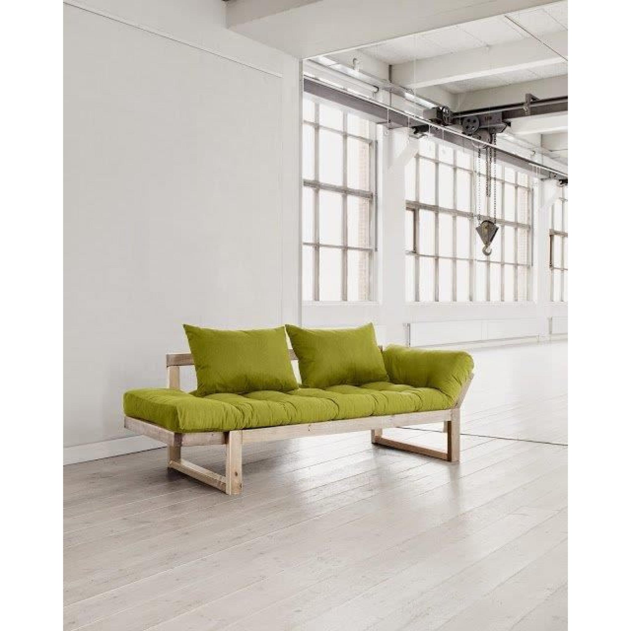 Banquette méridienne style scandinave futon vert pistache EDGE couchage 75*200cm