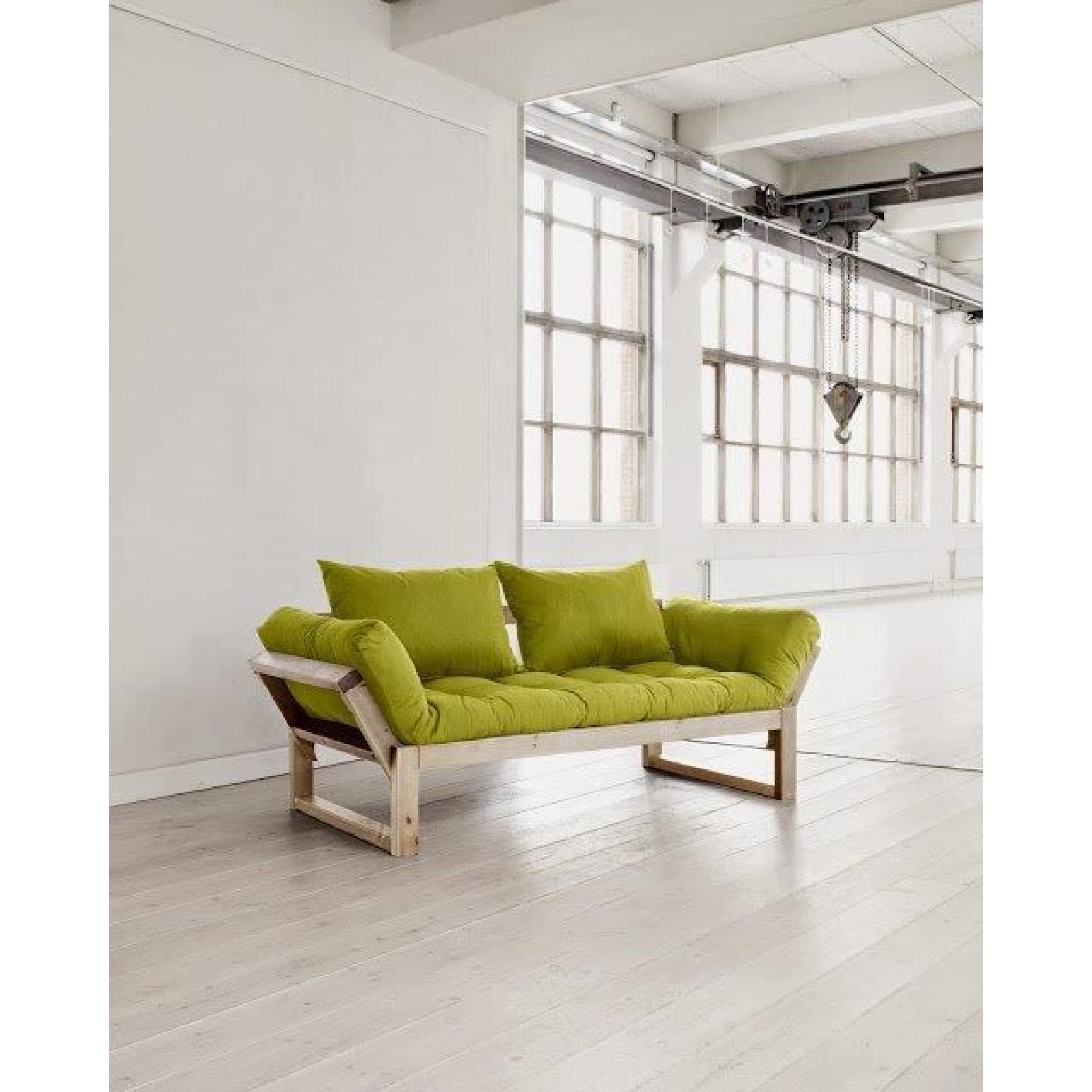 Banquette méridienne style scandinave futon vert pistache EDGE couchage 75*200cm pas cher