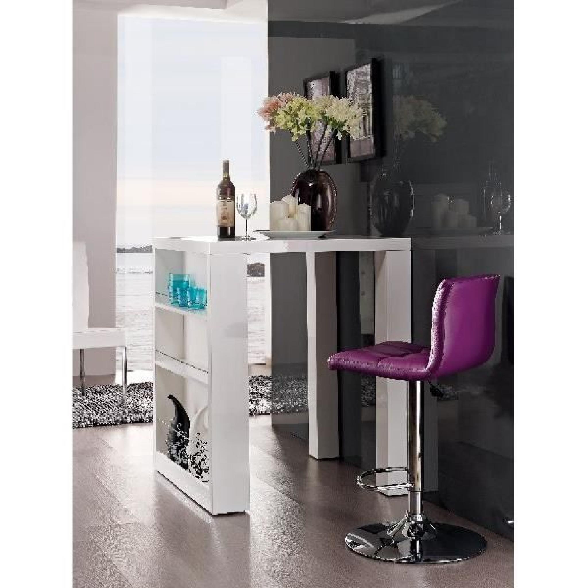 Bar, table design blanc laqué NICE, meuble salon