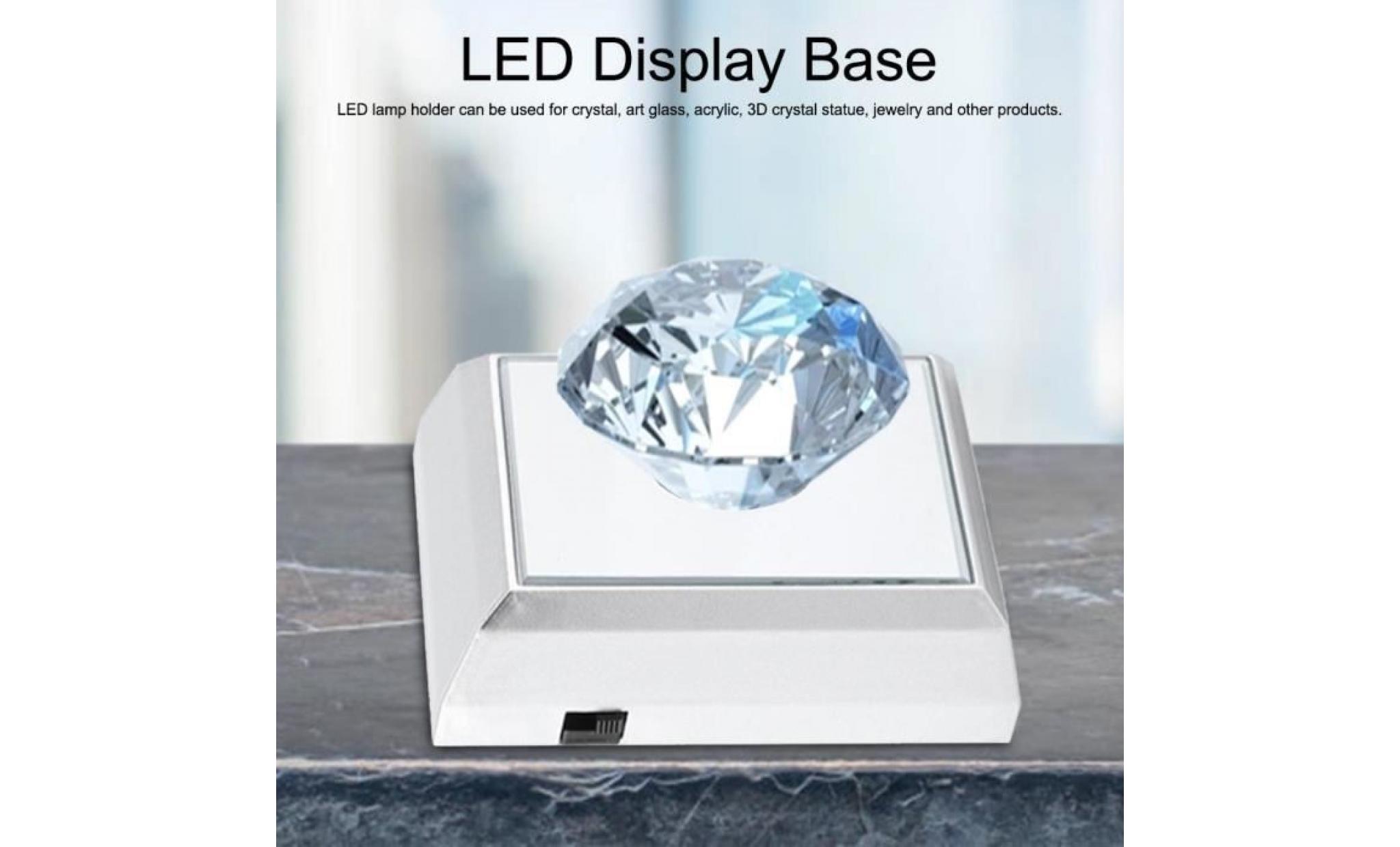 base de lampe led carrée pour pour cristal, acrylique, statue, argent (lumière blanc sans batterie )   dq france pas cher