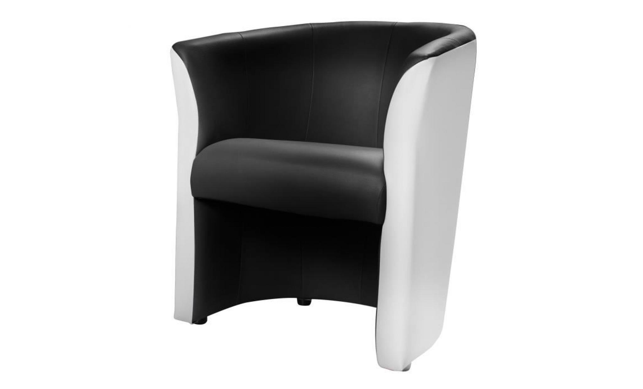 baya fauteuil cabriolet   simili noir et blanc   l 65 x p 57 cm