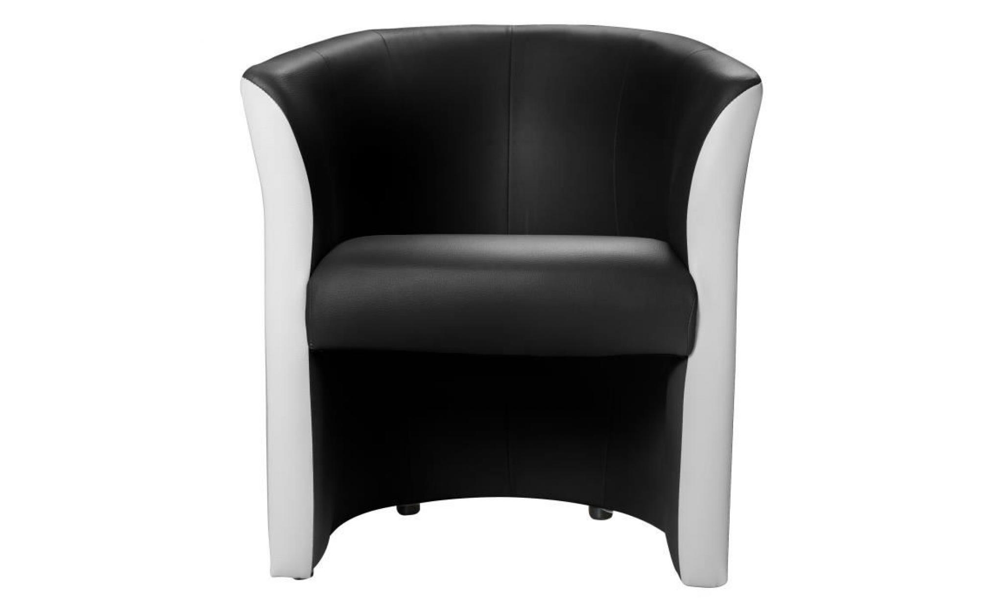 baya fauteuil cabriolet   simili noir et blanc   l 65 x p 57 cm pas cher