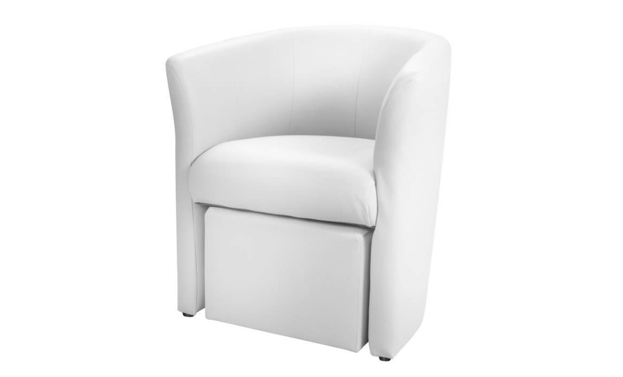 baya fauteuil cabriolet + pouf   simili blanc   l 65 x p 57 cm
