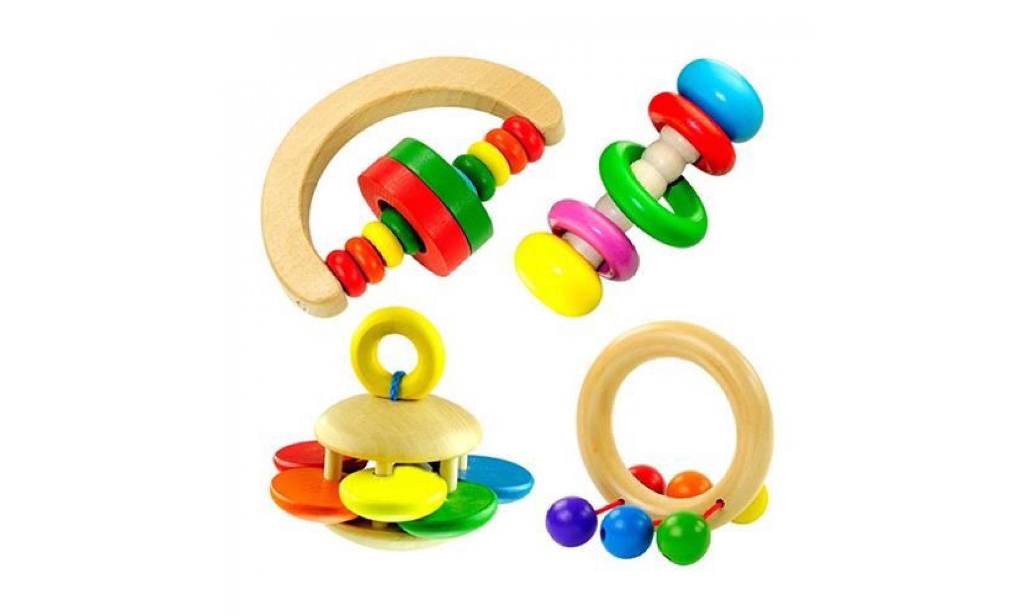 bébé mignon enfants coloré en bois hochet jouet handbell musical éducation bell jouets