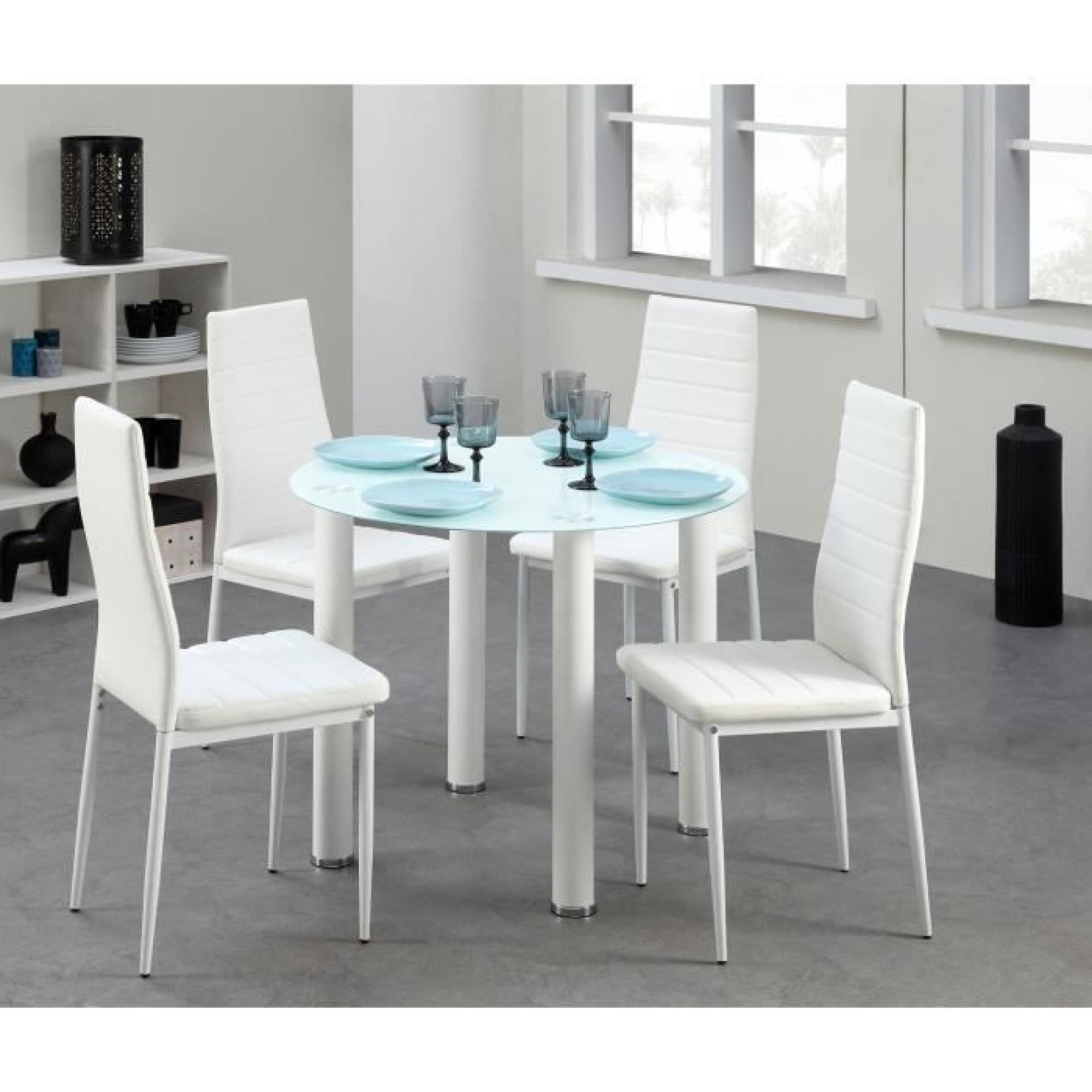 BERENICE Ensemble repas coloris blanc 5 pièces 1 table + 4 chaises