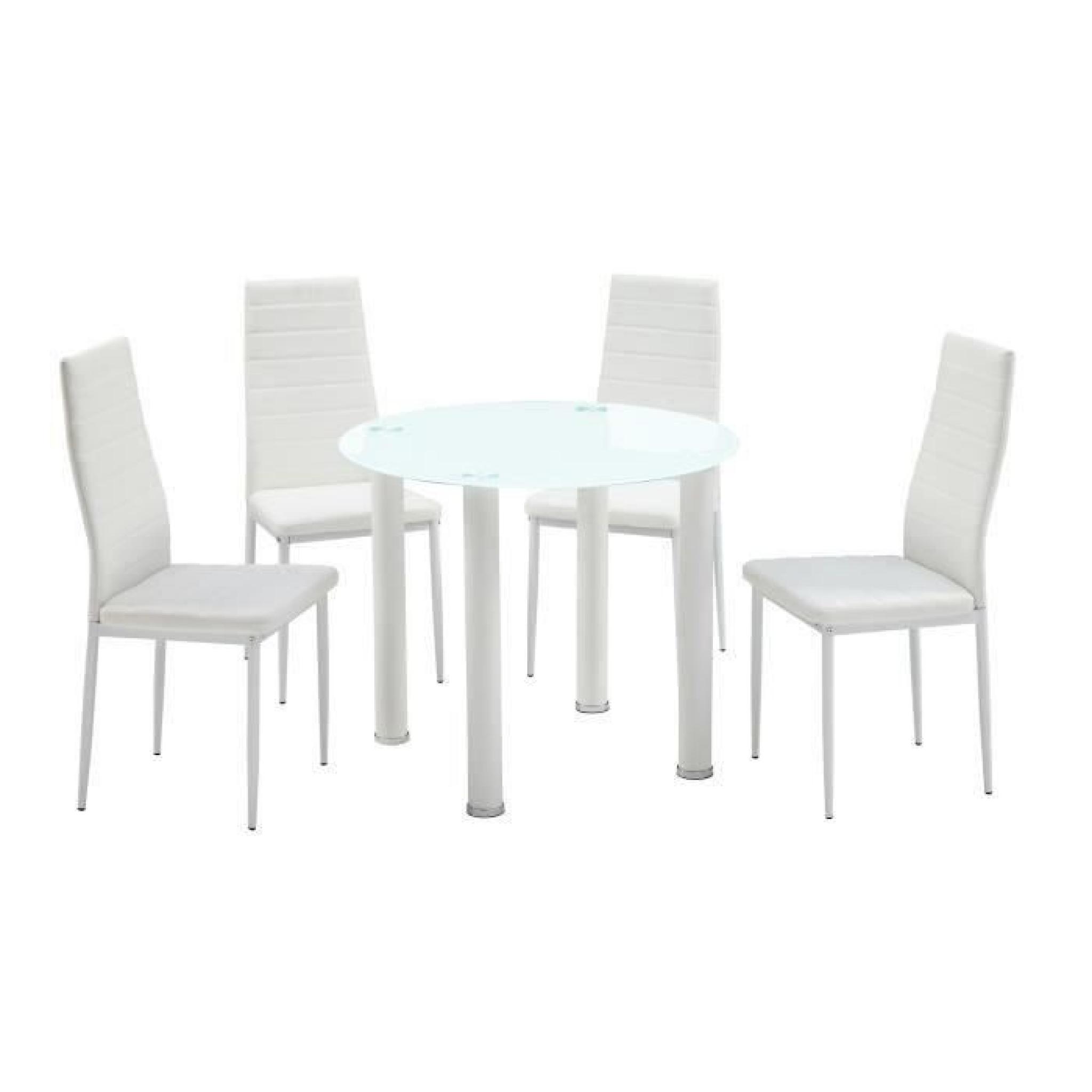 BERENICE Ensemble repas coloris blanc 5 pièces 1 table + 4 chaises pas cher