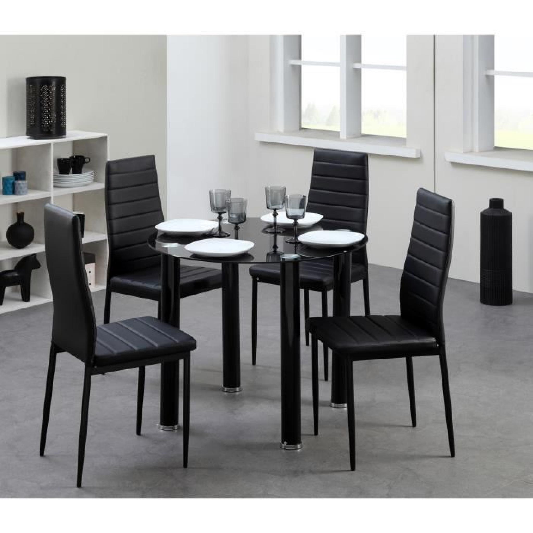 BERENICE Ensemble repas coloris noir 5 pièces 1 table à manger + 4 chaises