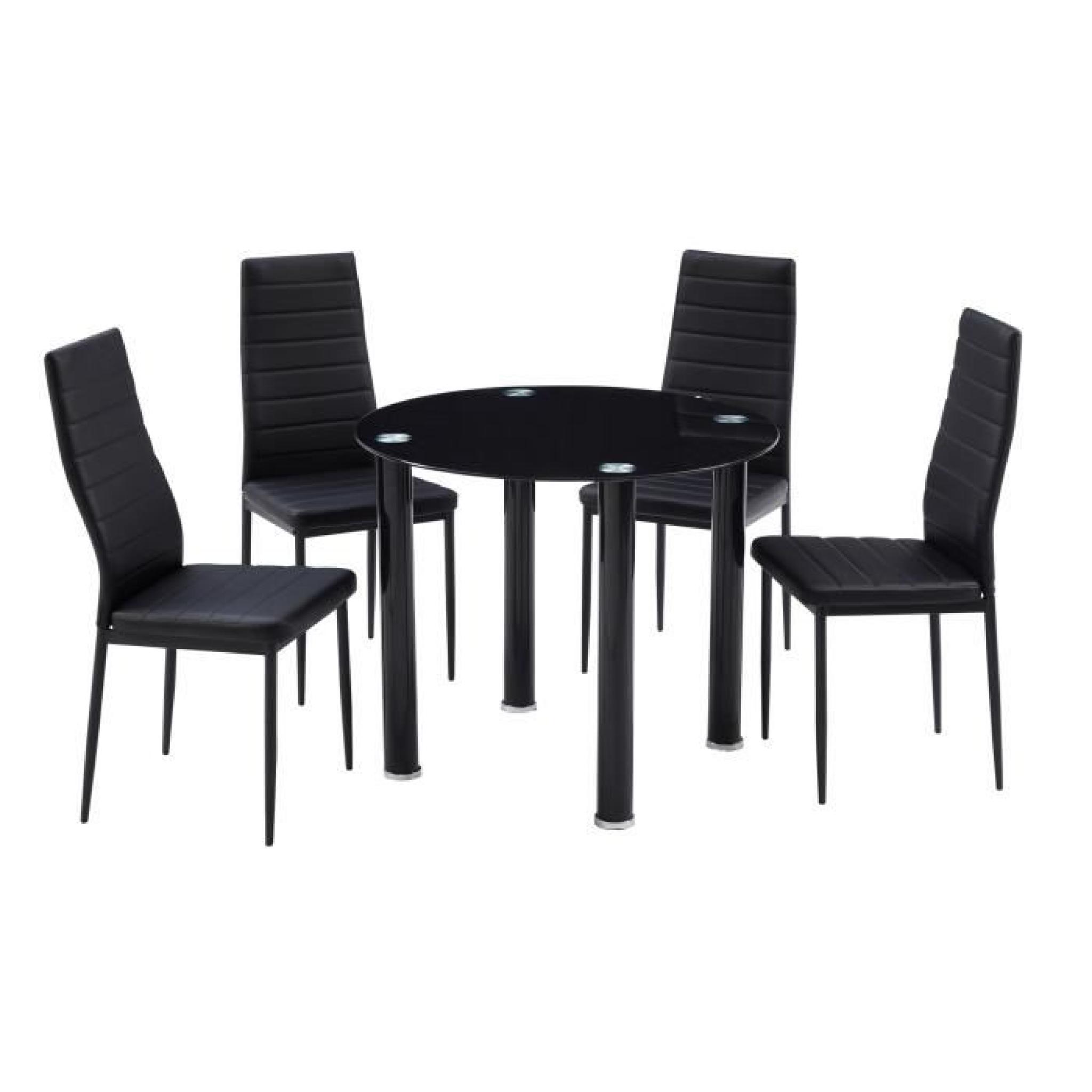 BERENICE Ensemble repas coloris noir 5 pièces 1 table à manger + 4 chaises pas cher