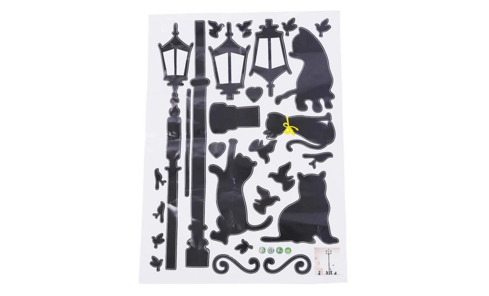 bestofferbuy   sticker mural chats enjoues + silhouette de lampadaire romantique (decalcomanie)