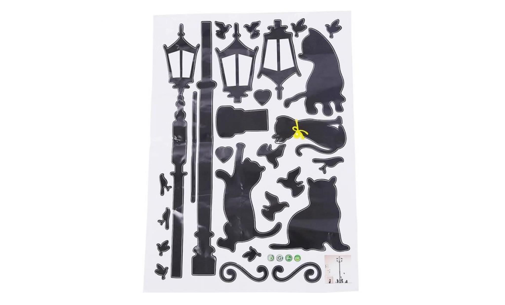 bestofferbuy   sticker mural chats enjoues + silhouette de lampadaire romantique (decalcomanie) pas cher