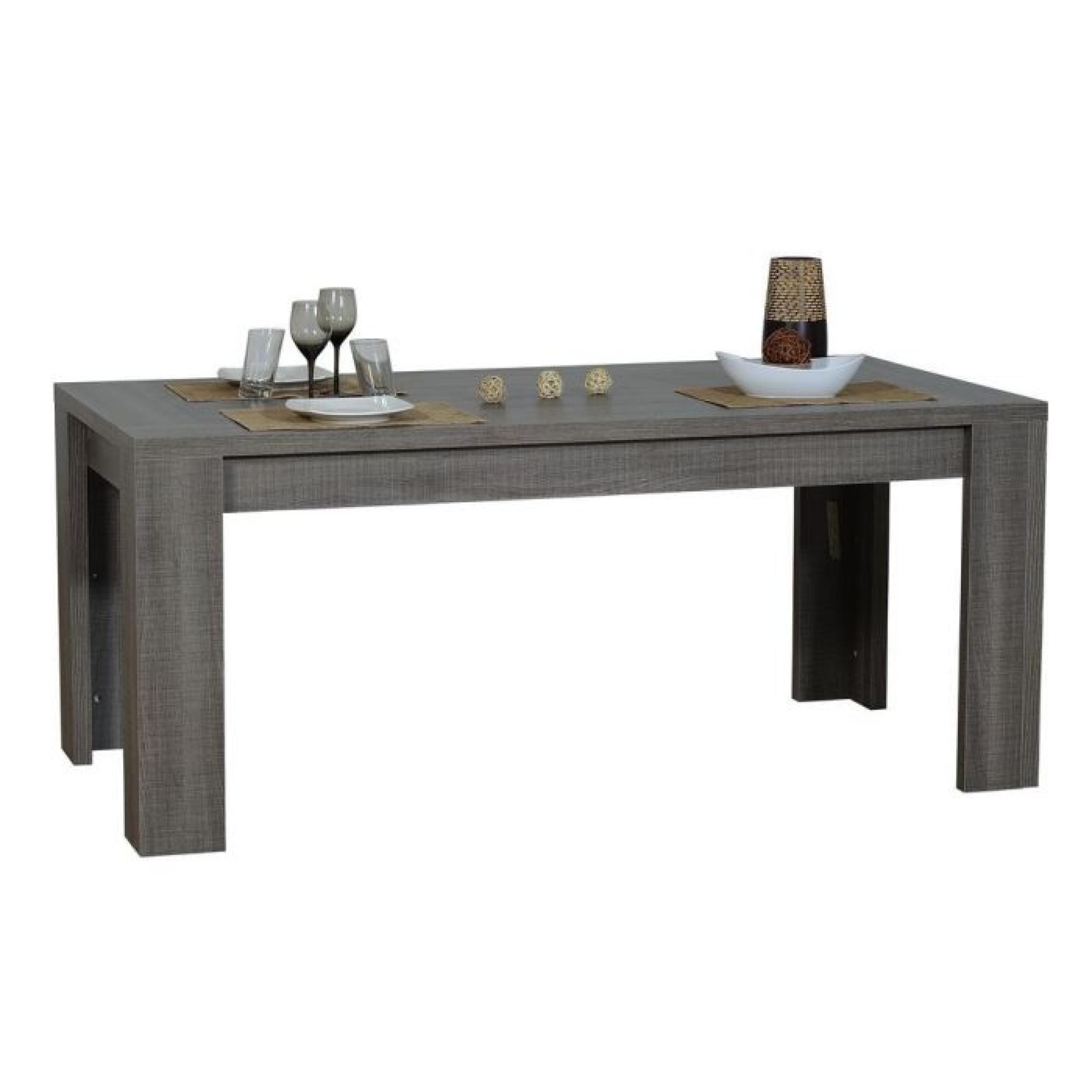 BIARRITZ Table extensible  bois gris L180/260cm pas cher