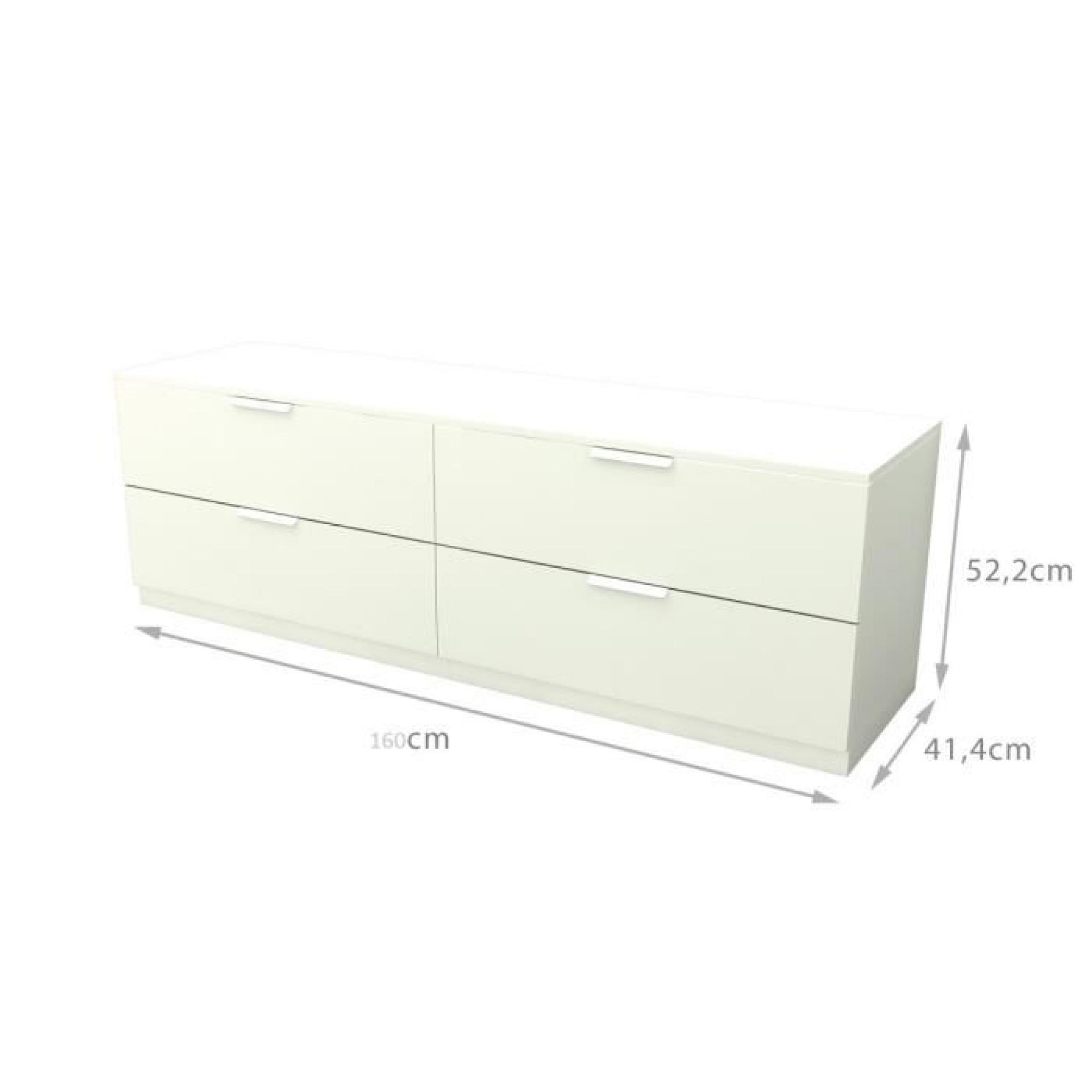 BILLUND Commode 4 tiroirs 160cm blanc pas cher