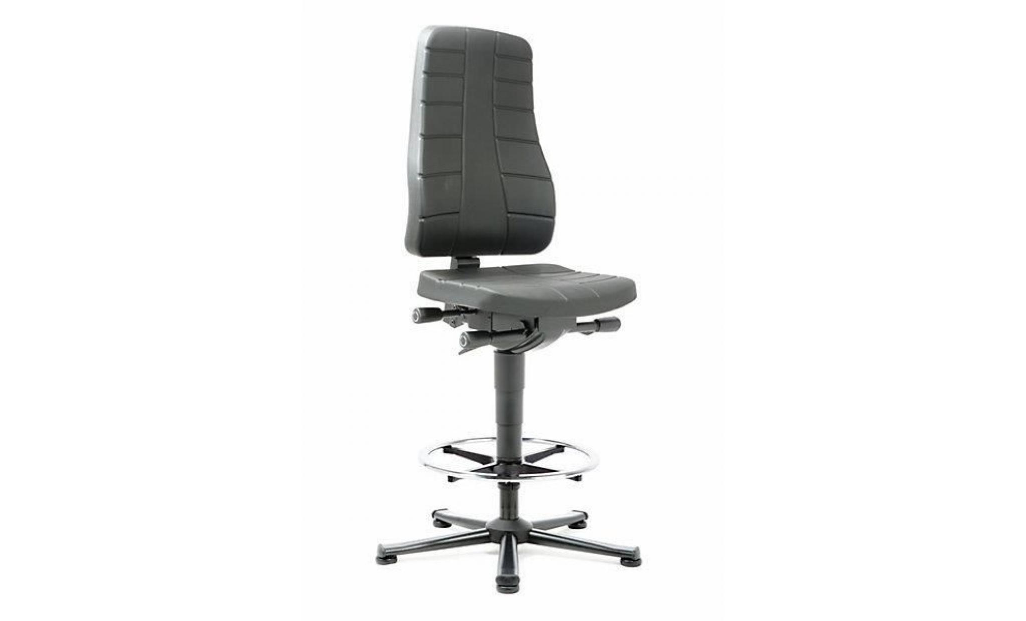 bimos siège d'atelier à fonctions ergonomiques   avec patins pu noir   chaise chaise d'atelier chaises chaises d'atelier