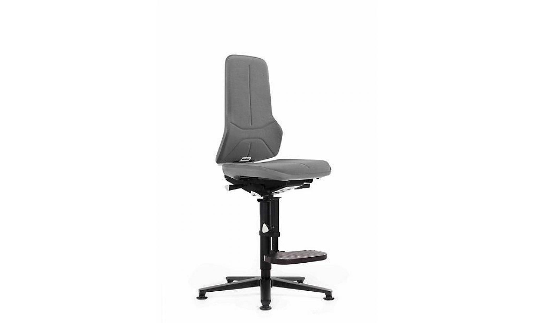bimos siège d'atelier à piétement en aluminium   avec patins supertec, bande flexible grise   chaise chaise d'atelier chaises