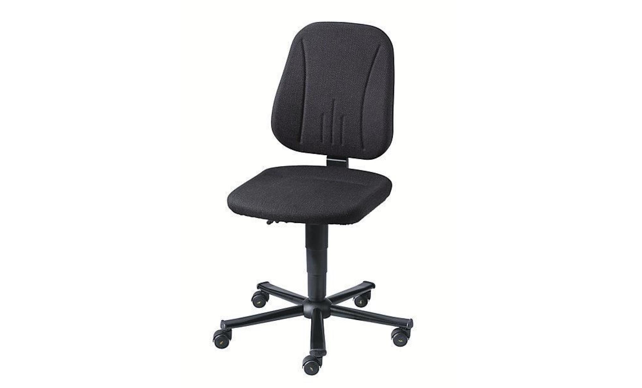 bimos siège d'atelier antistatique   habillage tissu noir, piétement à cinq branches en tube d'acier avec roulettes   chaise chaise pas cher