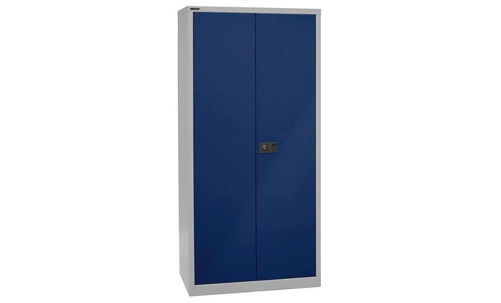bisley armoire à portes battantes universal   4 tablettes galvanisées, 5 hauteurs de classeurs profondeur 500 mm, gris clair / bleu