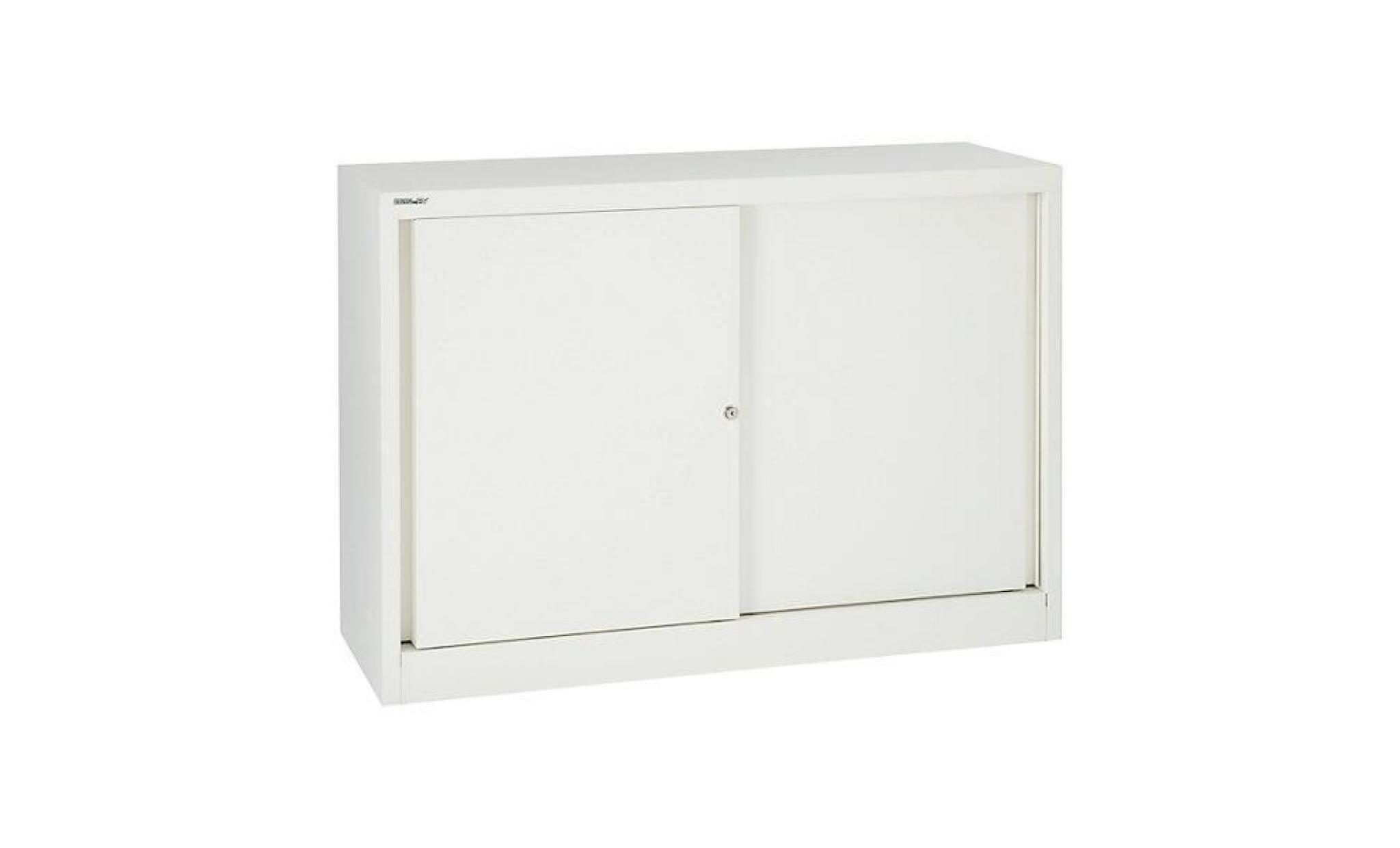 bisley armoire à portes coulissantes eco, 1 tablette, 2 hauteurs de classeurs blanc trafic   armoire d'atelier armoire de bureau