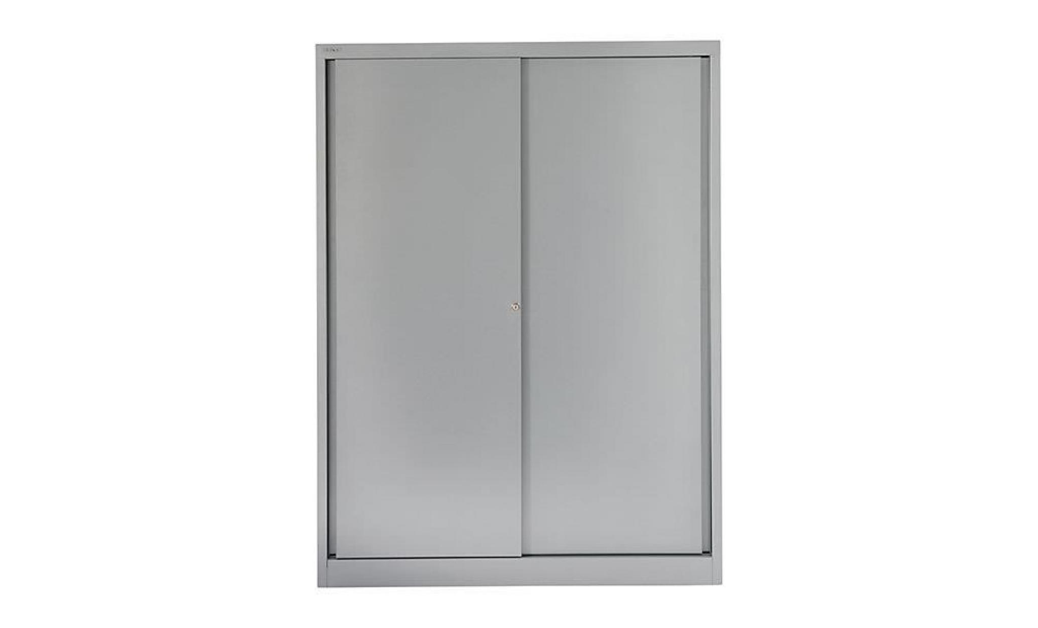 bisley armoire à portes coulissantes eco, 3 tablettes, 4 hauteurs de classeurs argent   armoire d'atelier armoire de bureau armoire pas cher