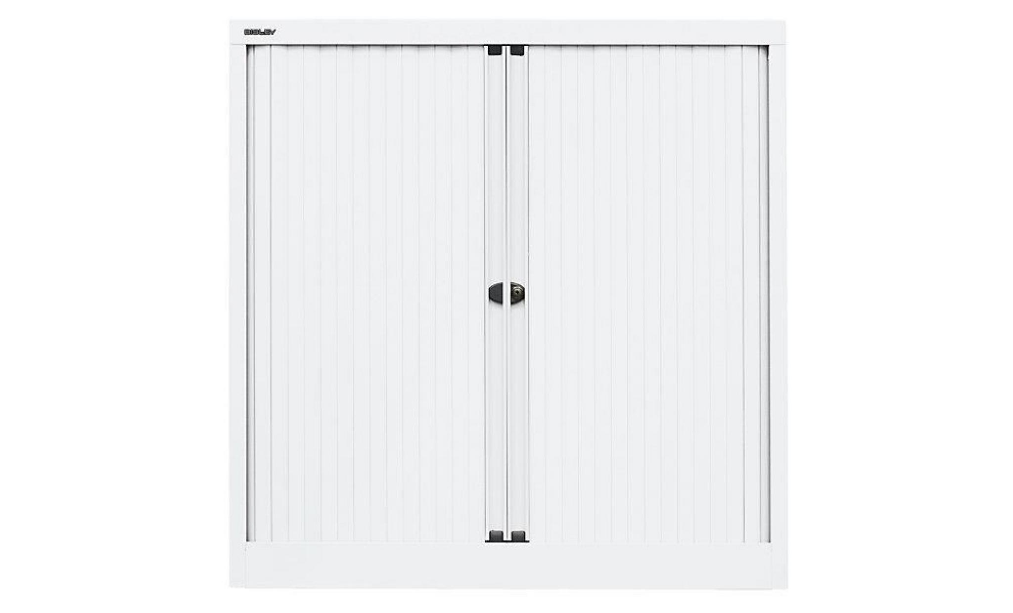 bisley armoire à rideaux euro, largeur 1000 mm, 2 tablettes blanc trafic   armoire d'atelier armoire de bureau armoire métallique pas cher