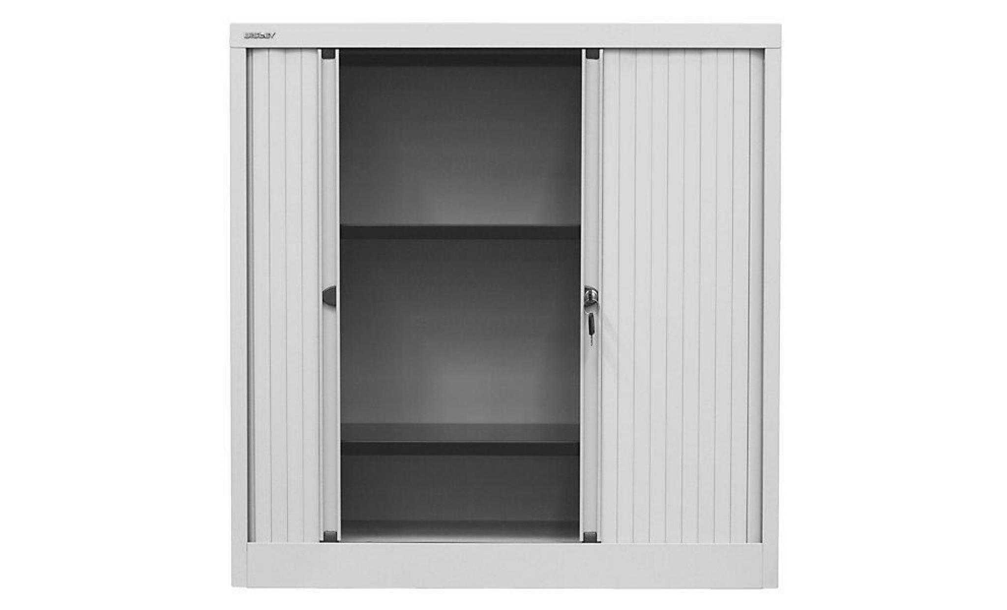 bisley armoire à rideaux euro, largeur 1000 mm, 2 tablettes blanc trafic   armoire d'atelier armoire de bureau armoire métallique pas cher