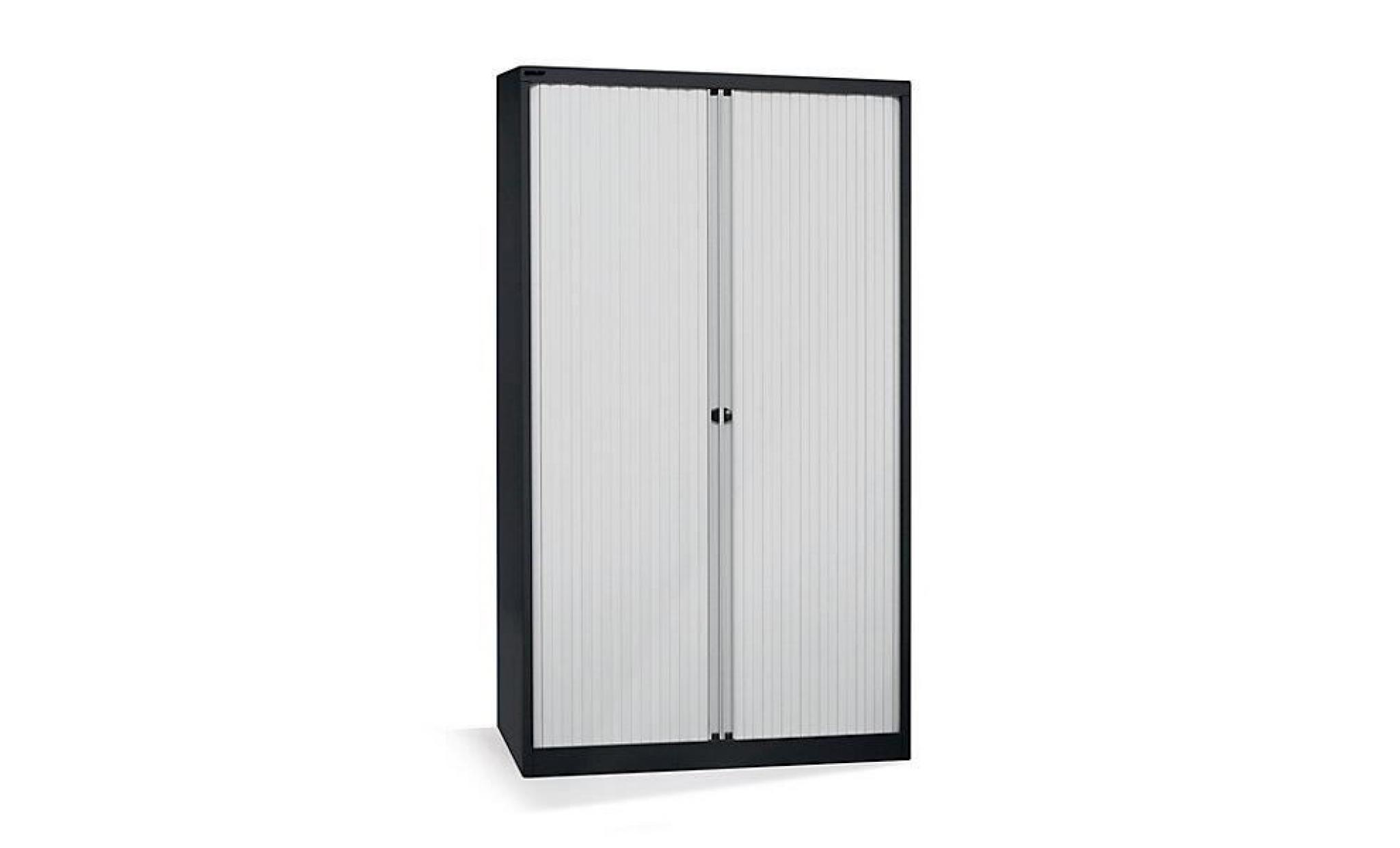 bisley armoire à rideaux   horizontal, noir profond / gris clair h x l 1030 x 1000 mm, 2 tablettes   armoire basse armoire de bureau