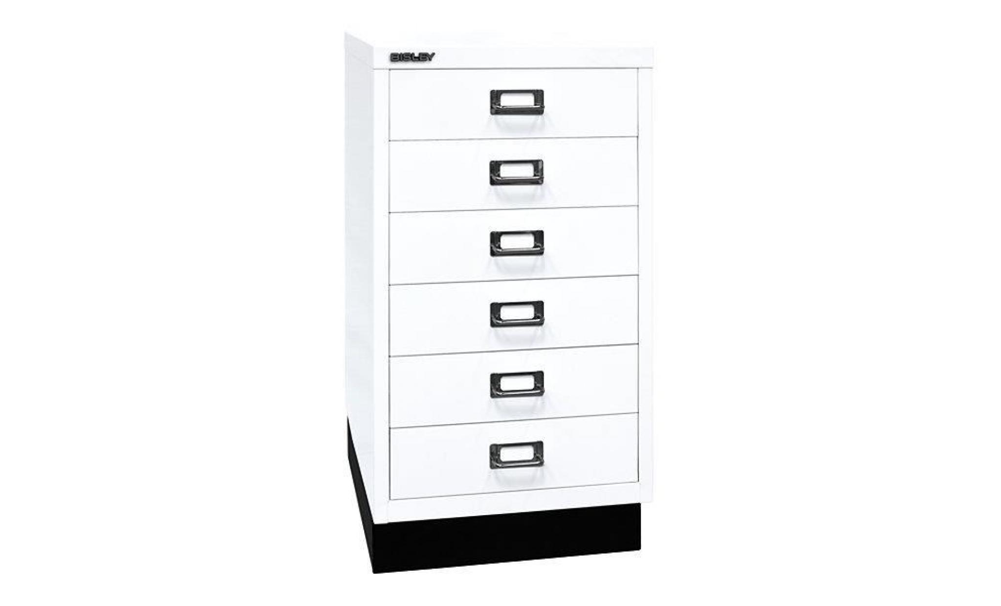 bisley multidrawer™ série 29   avec socle, format a3, 6 tiroirs   blanc trafic   armoire basse armoire de bureau armoire à tiroirs