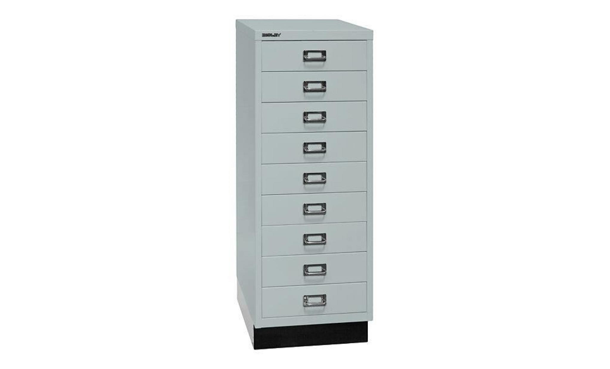 bisley multidrawer™ série 39   avec socle, format a3, 9 tiroirs   argent   armoire basse armoire de bureau armoire à tiroirs pas cher