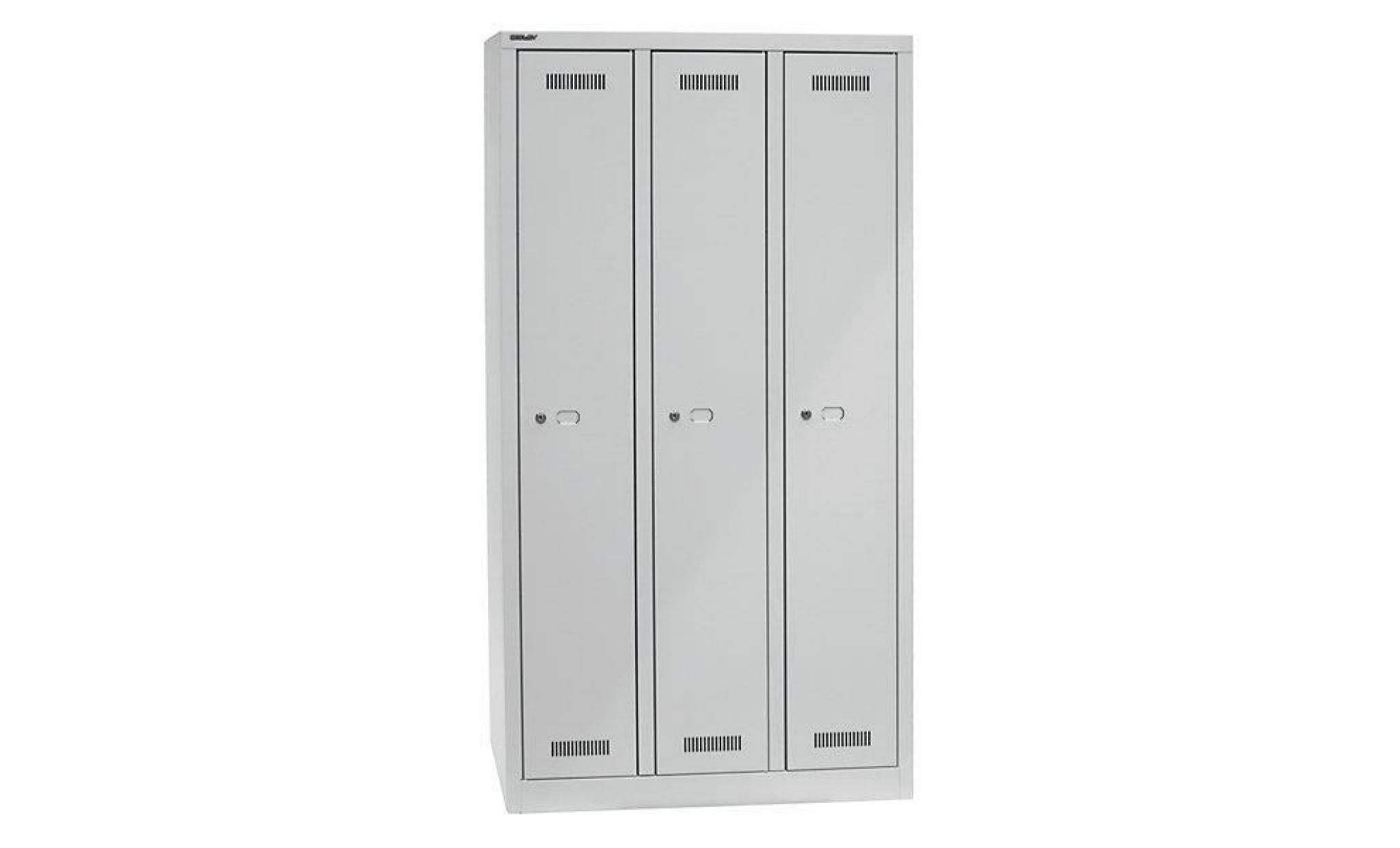bisley vestiaire monobloc™   gris clair 3 compartiments, largeur 900 mm   armoire de vestiaire armoire multicases vestiaire