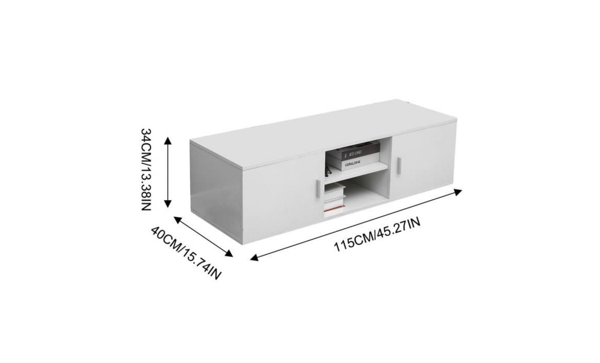 blanc meuble tv mdf 115*40*34cm scandinave meuble hifi home cinéma meuble pas cher