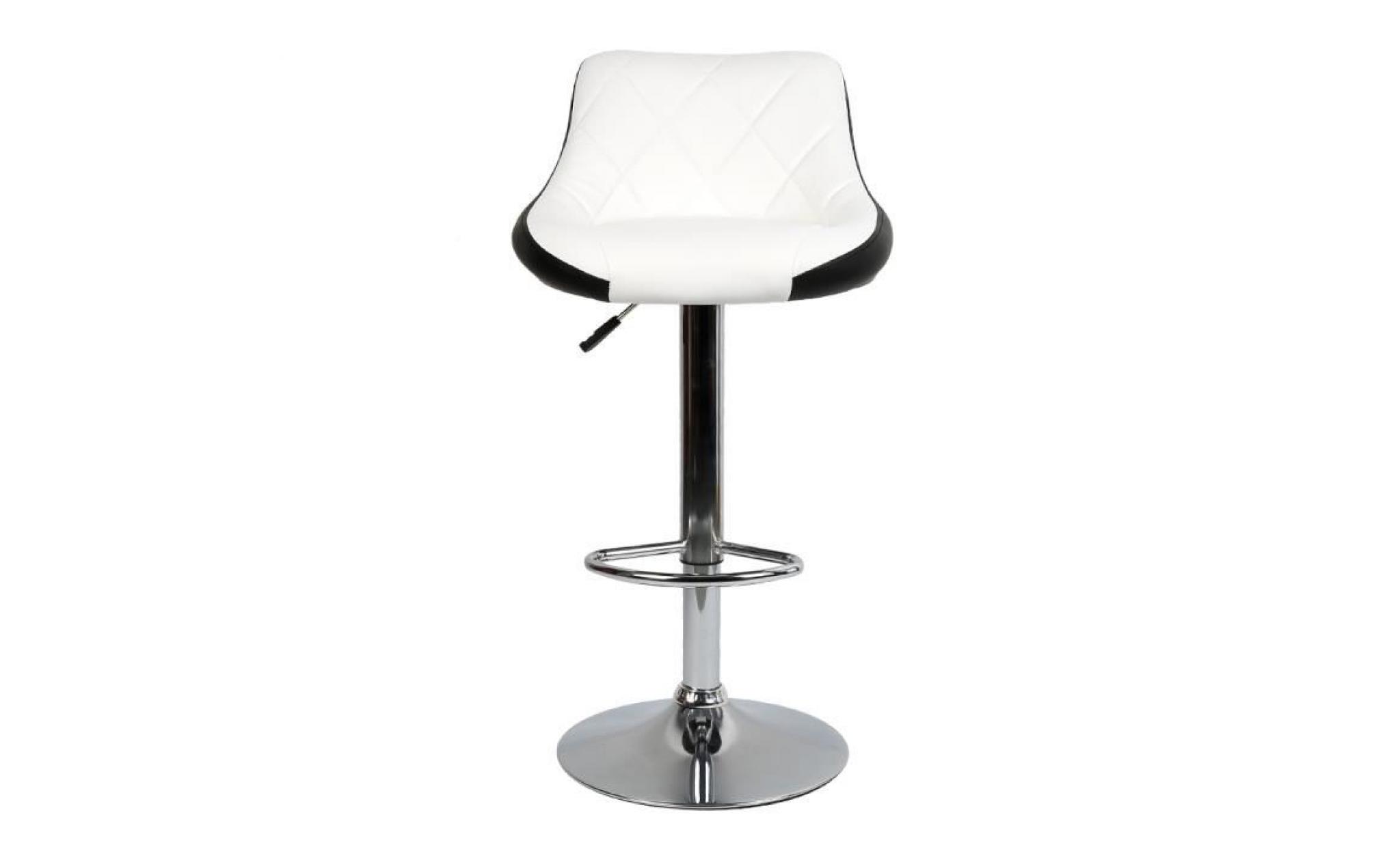 blanc+noir tabouret de bar   2pcs   chaise de bar pu hauteur réglable @ bonachat