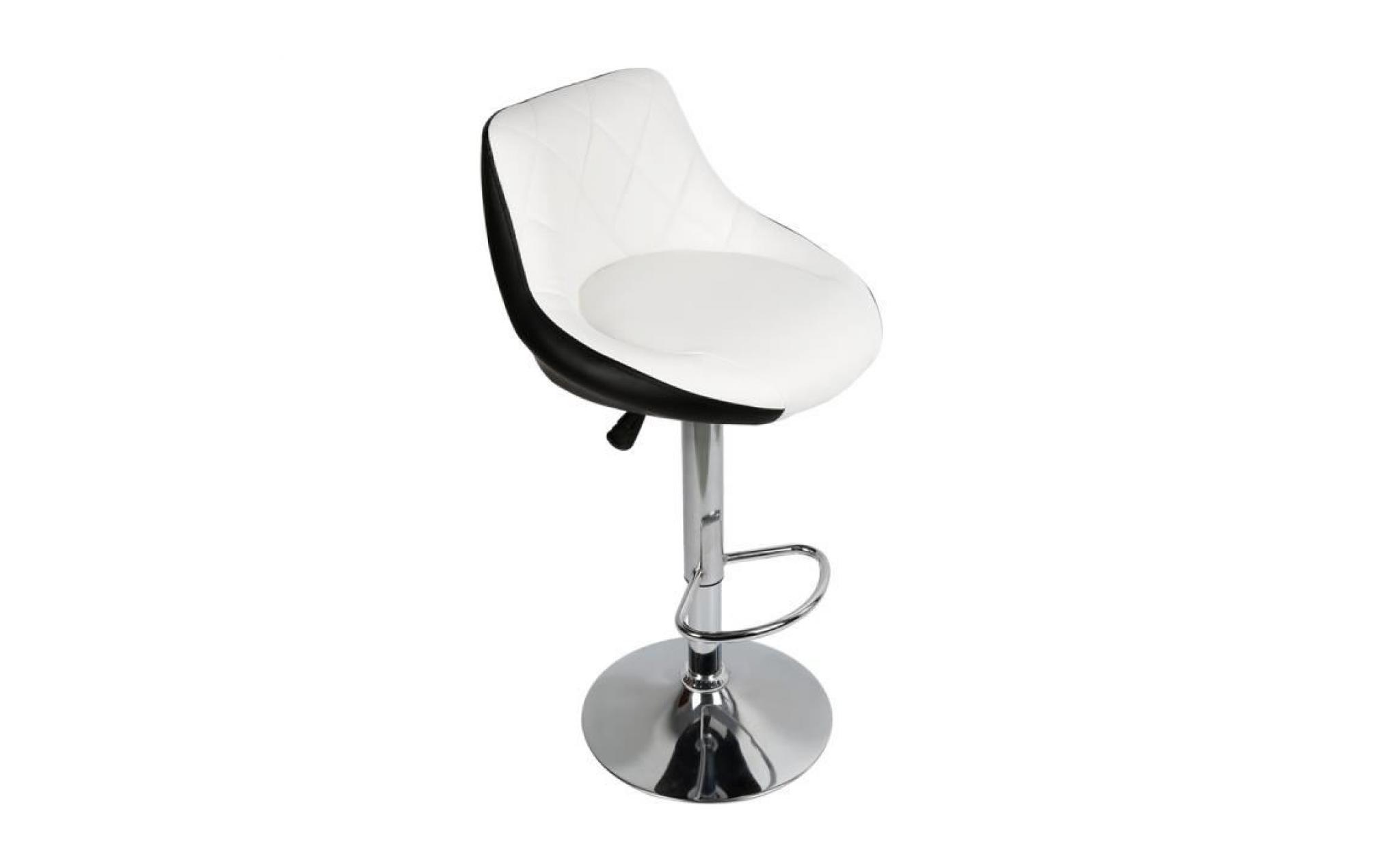 blanc+noir tabouret de bar   2pcs   chaise de bar pu hauteur réglable @ bonachat pas cher