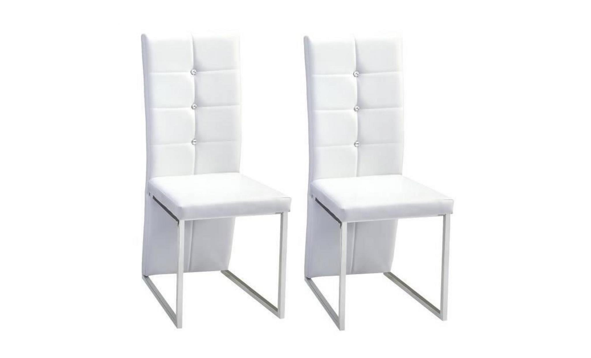 bling lot de 2 chaises de salle à manger   simili blanc   contemporain   l 44,5 x p 54 cm