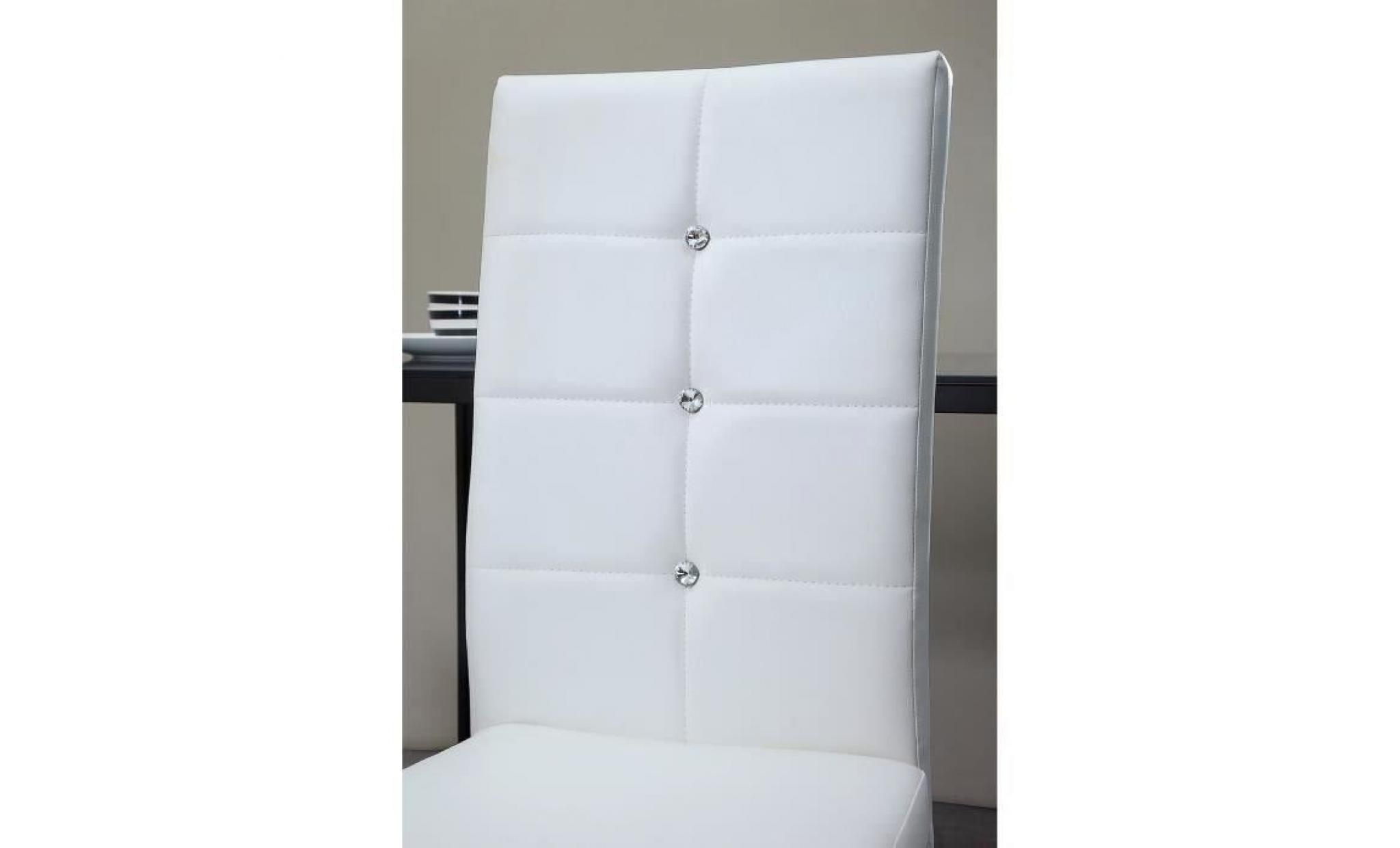 bling lot de 2 chaises de salle à manger   simili blanc   contemporain   l 44,5 x p 54 cm pas cher